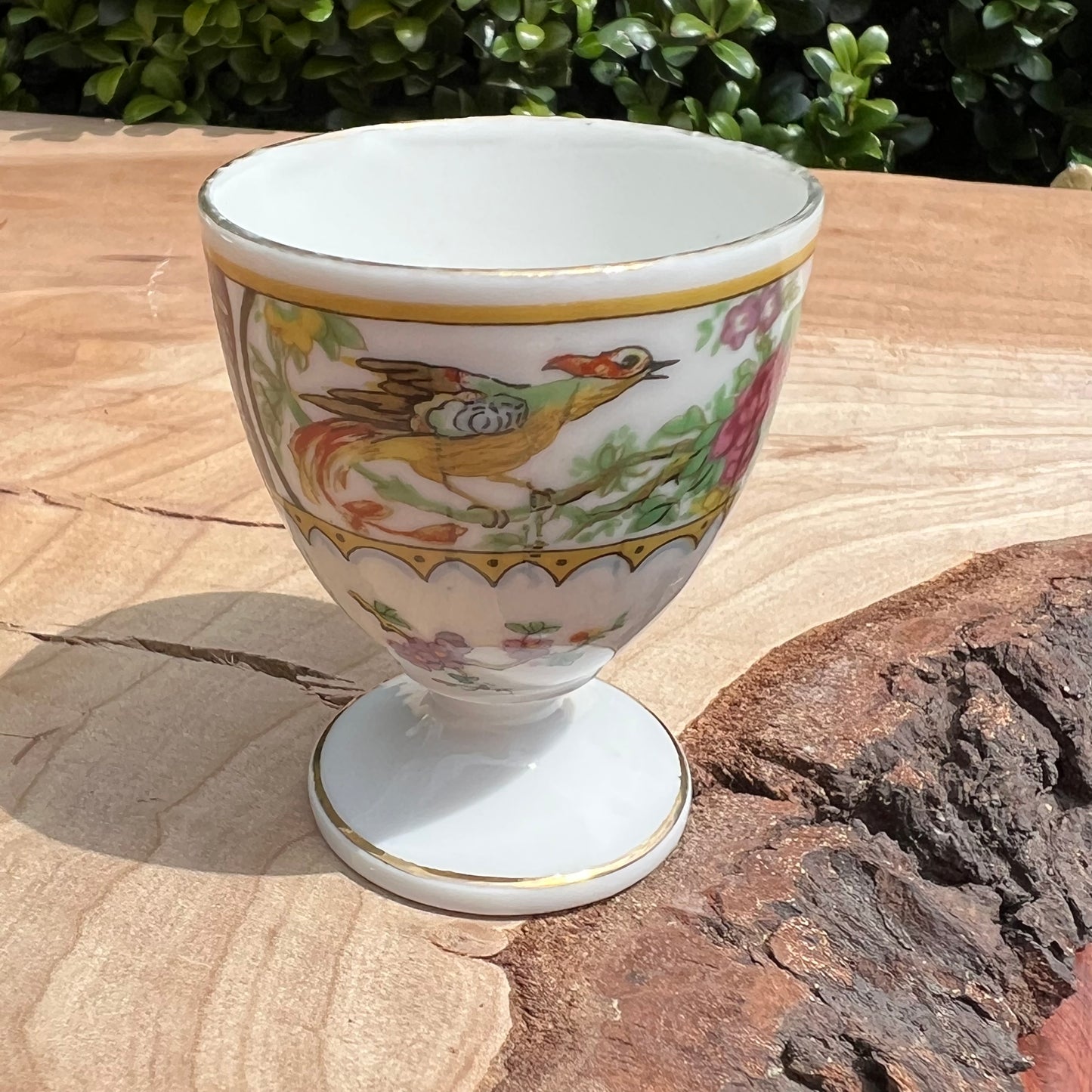 Vintage French F-M Limoges Egg Cup Day & Night Bird