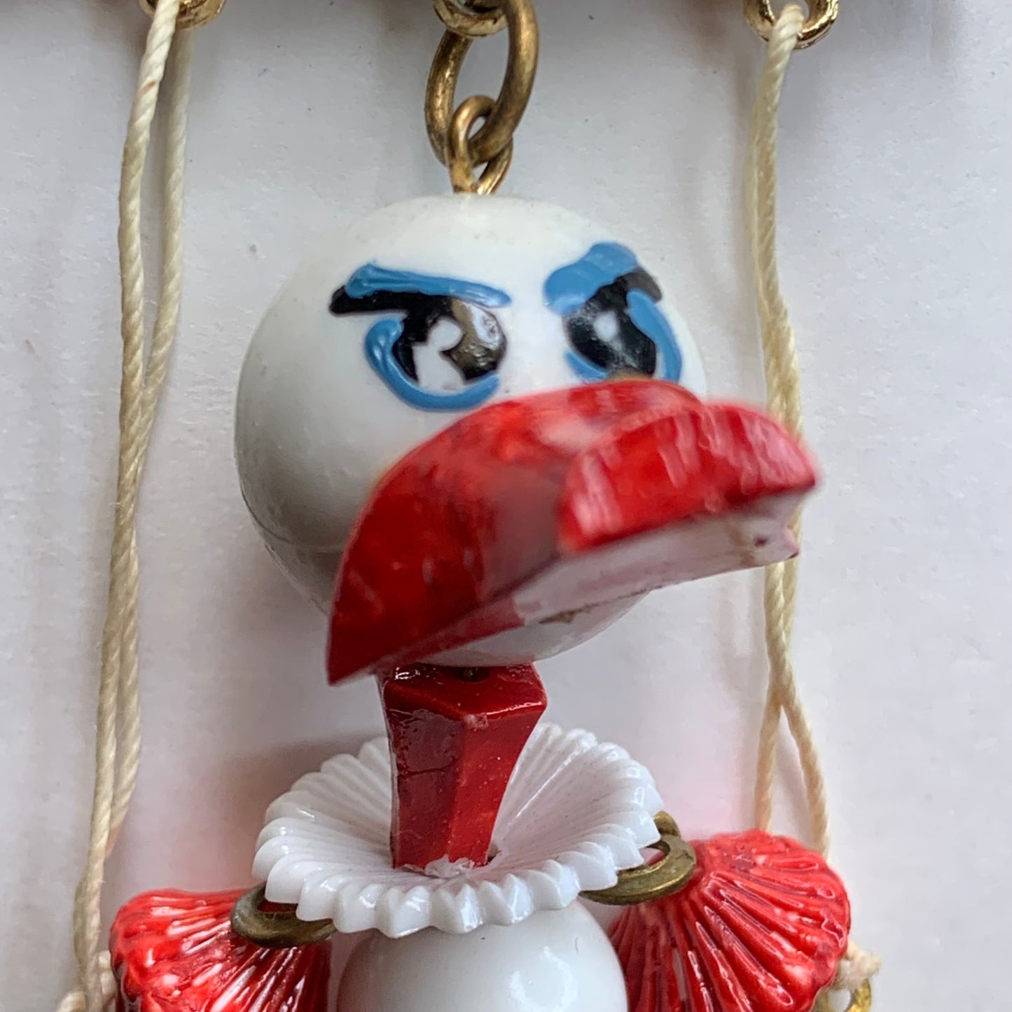 Vintage Angry Bird Plastic Marionette Pin
