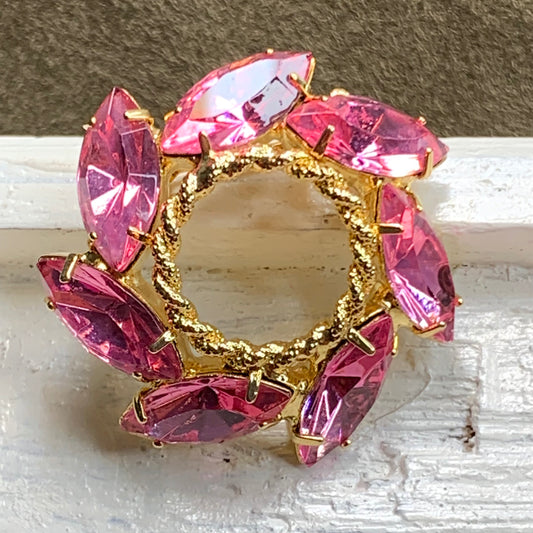 Eyecatching Pink Rhinestone Swirl Pin