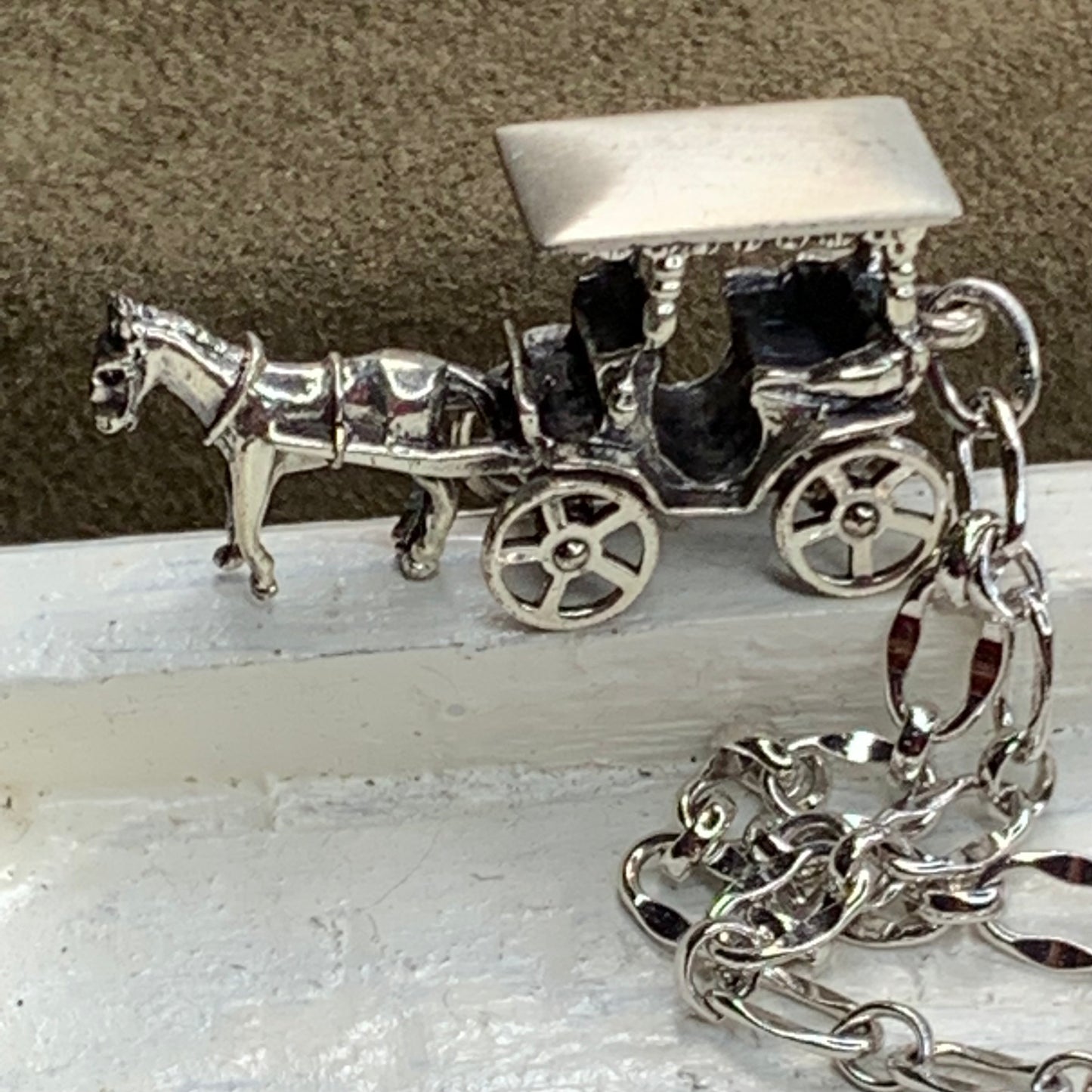 Vintage Beau Sterling Horse and Carriage Charm Sterling Silver Bracelet