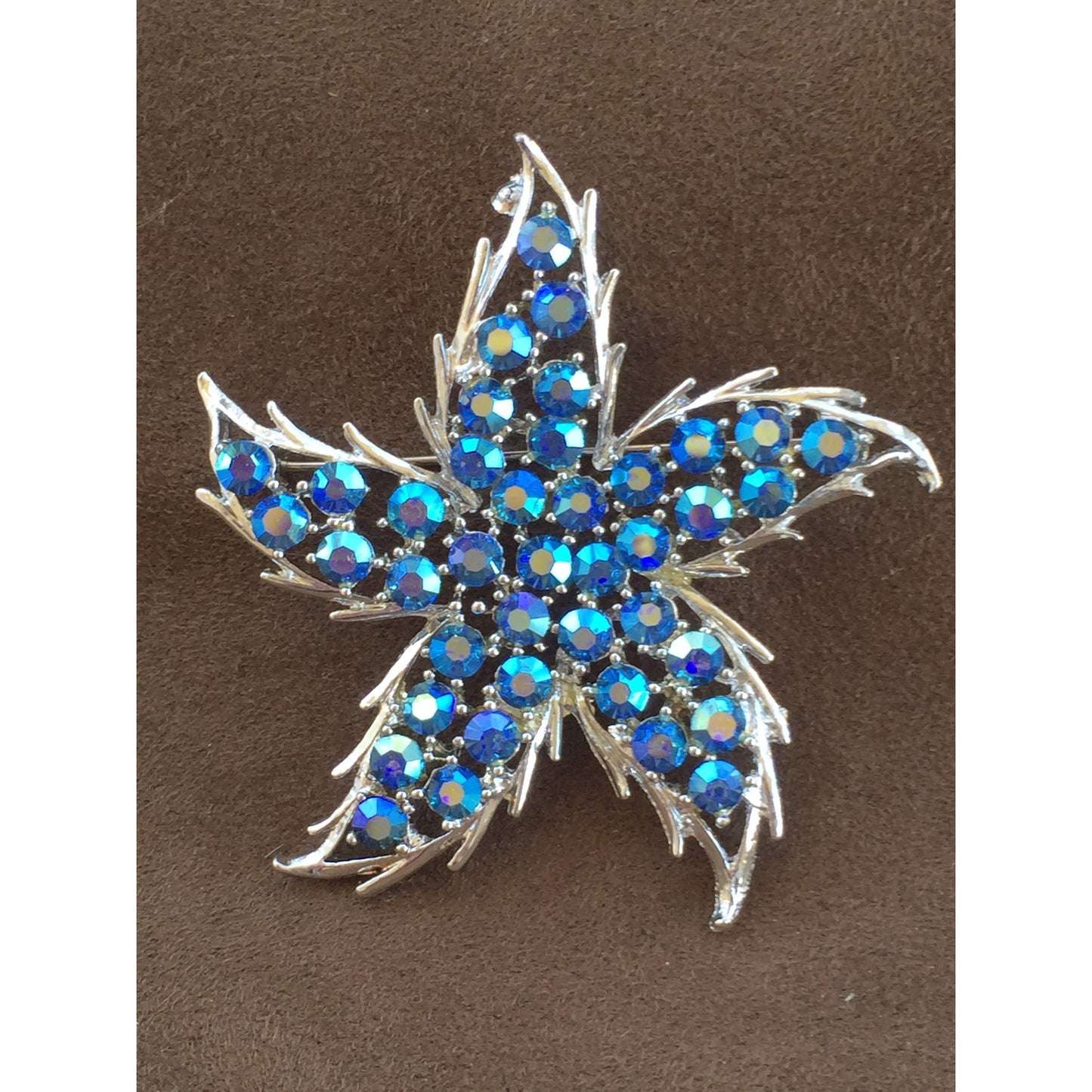 Vintage Rhinestone Blue & Purple Star Pin - Lady Slippers