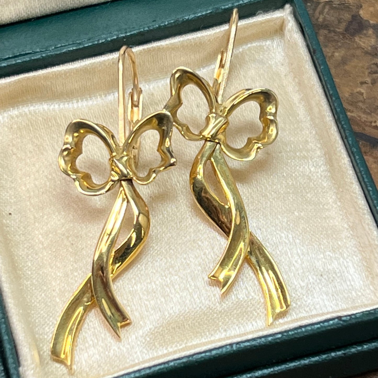 Tiffany & Co. 18K Yellow Gold Long Bow Articulated Earrings