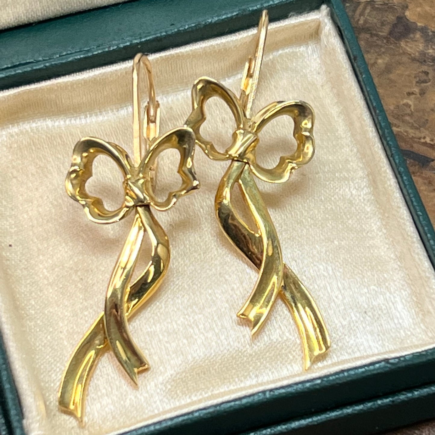 Tiffany & Co. 18K Yellow Gold Long Bow Articulated Earrings