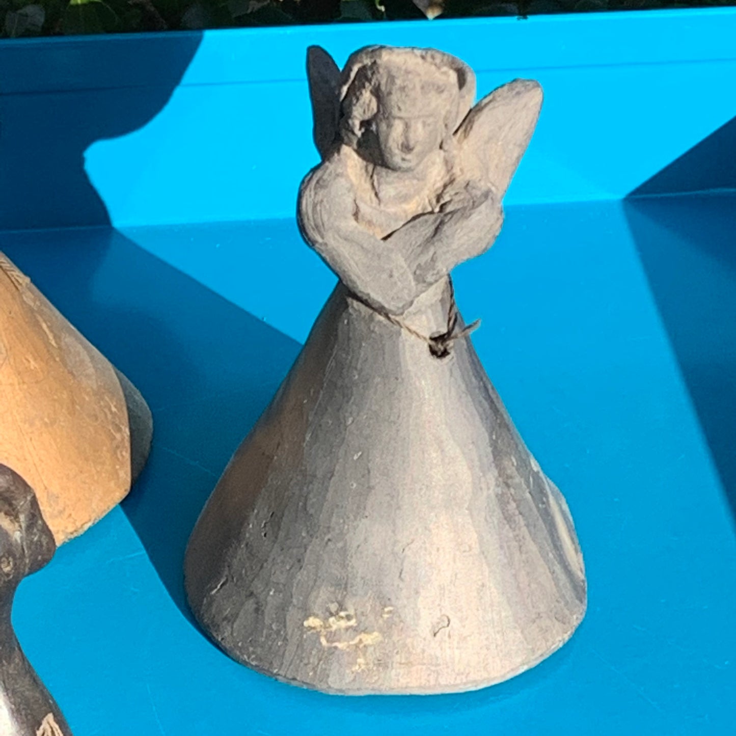 Four Vintage Mexican Oaxaca Pottery Folk Art Angel Lady Bells CandleSticks