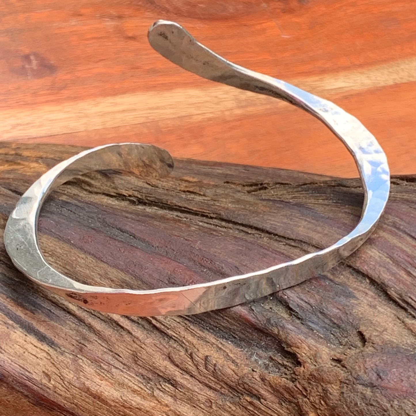 Vintage Hand Hammered Sterling Silver Bypass Cuff Bracelet