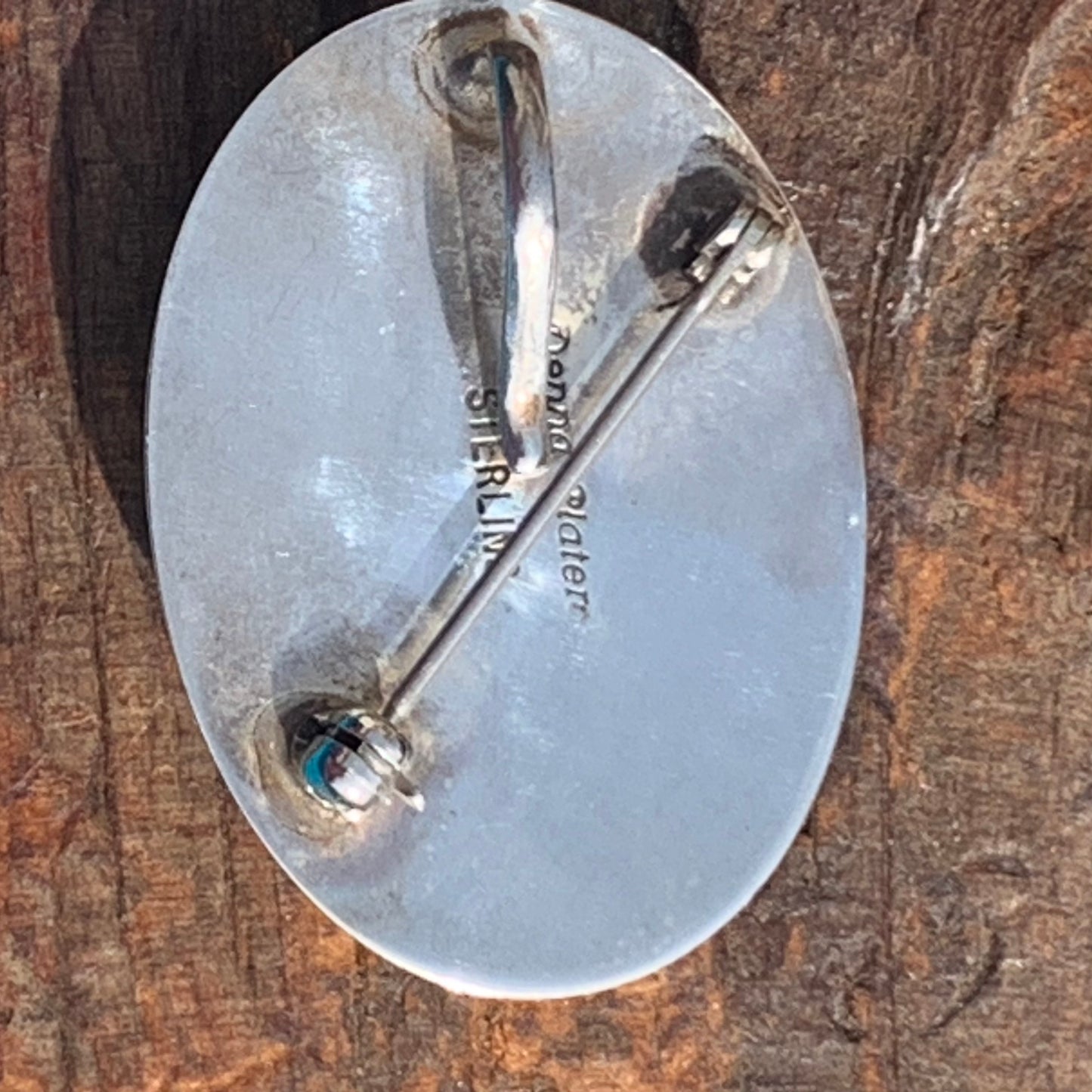 Vintage Denna Platero Navajo Sterling Silver Carnelian Semi Precious Gemstone Pin Pendant