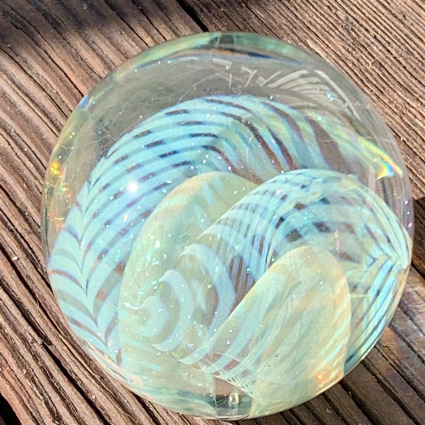 Vintage 1989 Robert Eickholt Dichroic Glass Paperweight