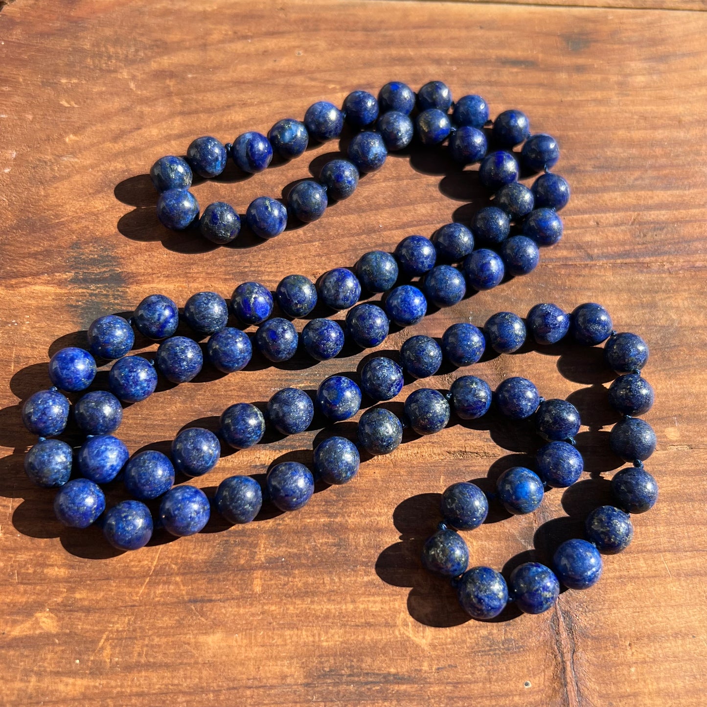 Vintage Lapis Lazuli  Round Beaded Endless Necklace