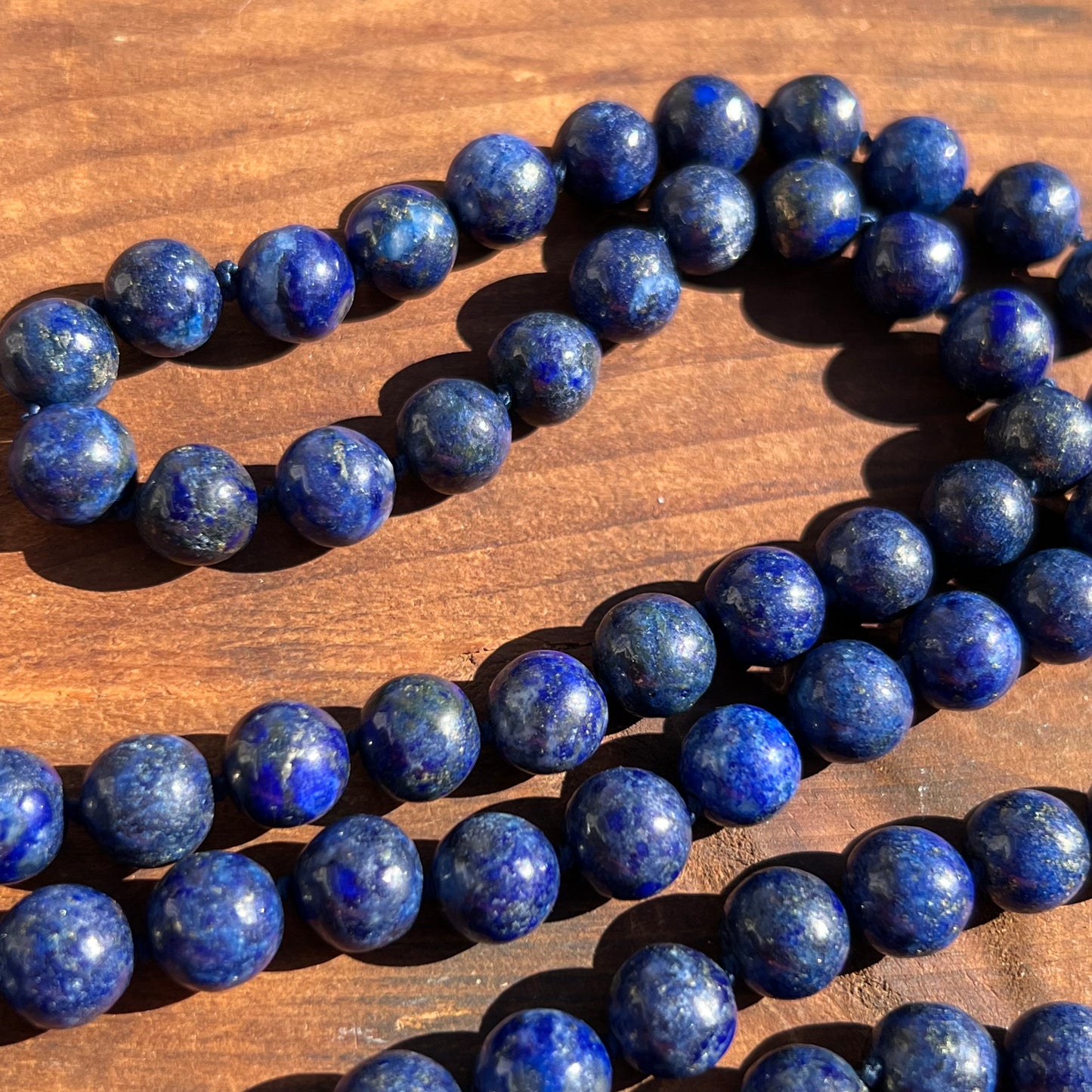 Vintage Lapis Lazuli  Round Beaded Endless Necklace