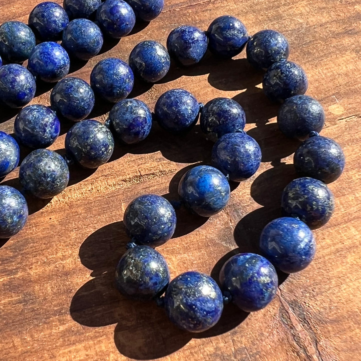 Vintage Lapis Lazuli  Round Beaded Endless Necklace