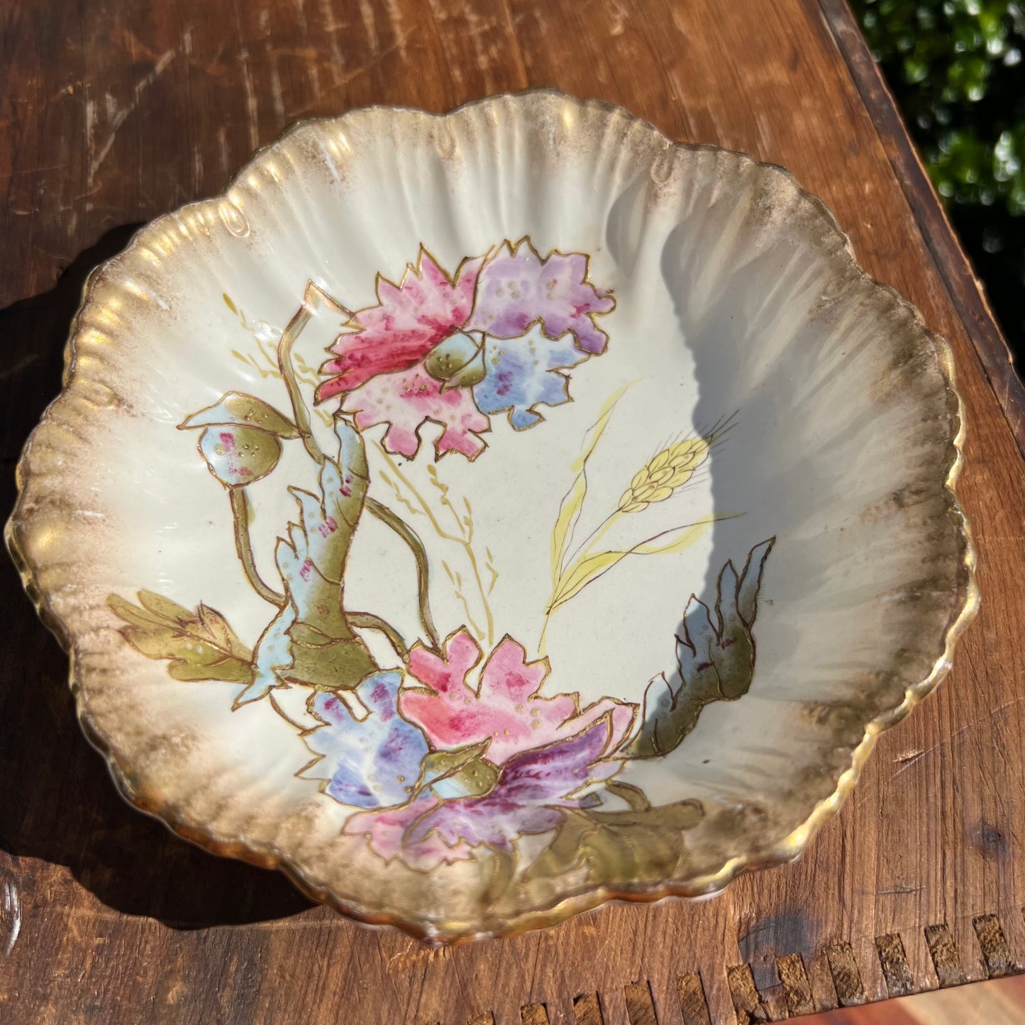 Antique Franz Anton Mehlem Royal Bonn Handpainted Floral Dish