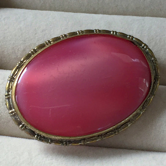 Art Deco Czechoslovakia Soft Pink Glass Pin - Lady Slippers