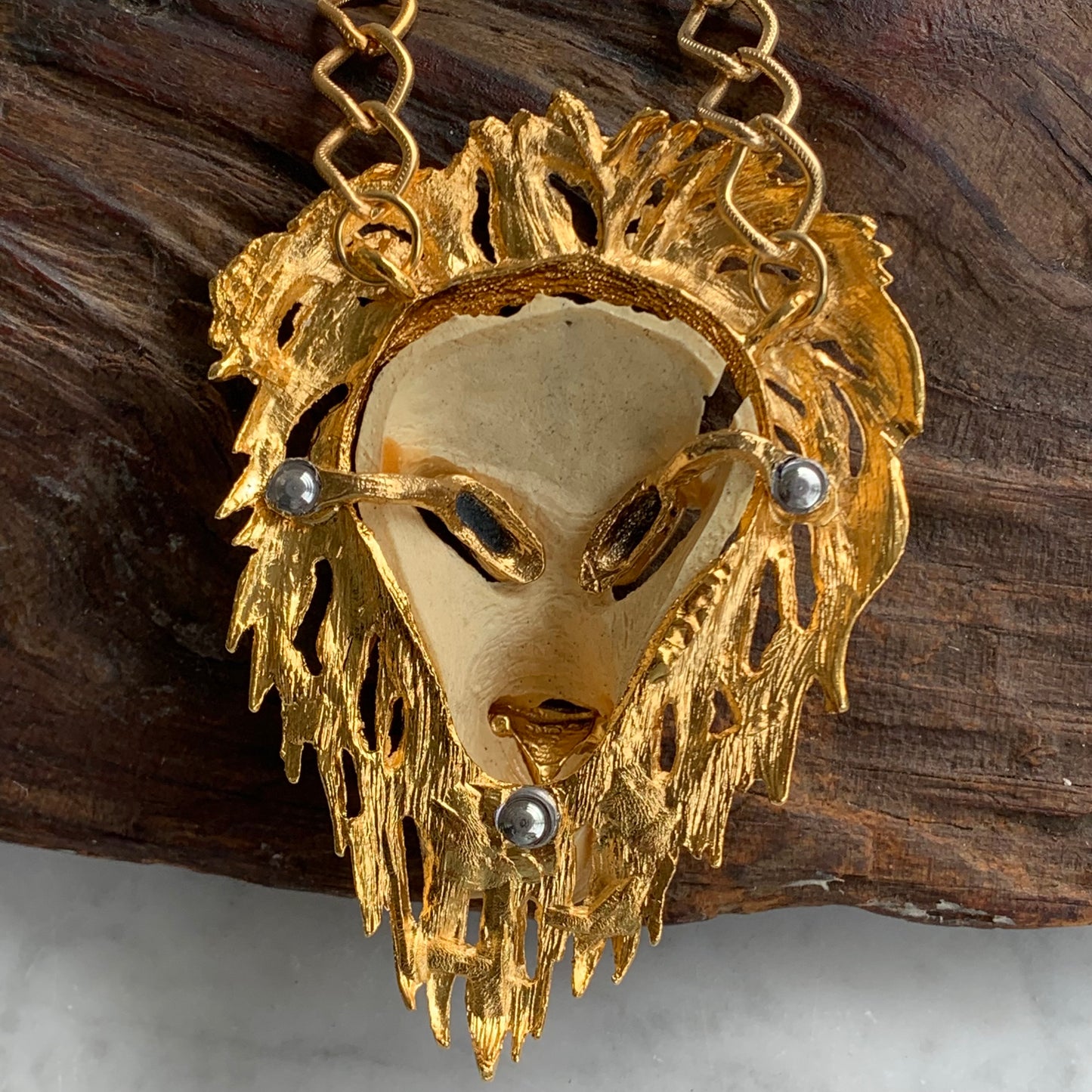 Vintage Unsigned Luca Razza Lion Necklace