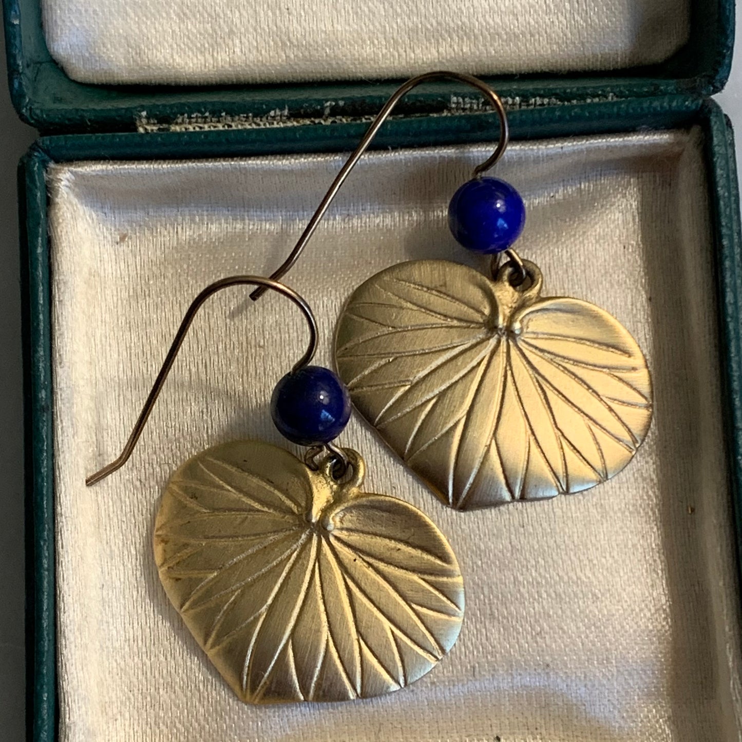 Vintage Lotus & Lapus Lazuli Earrings