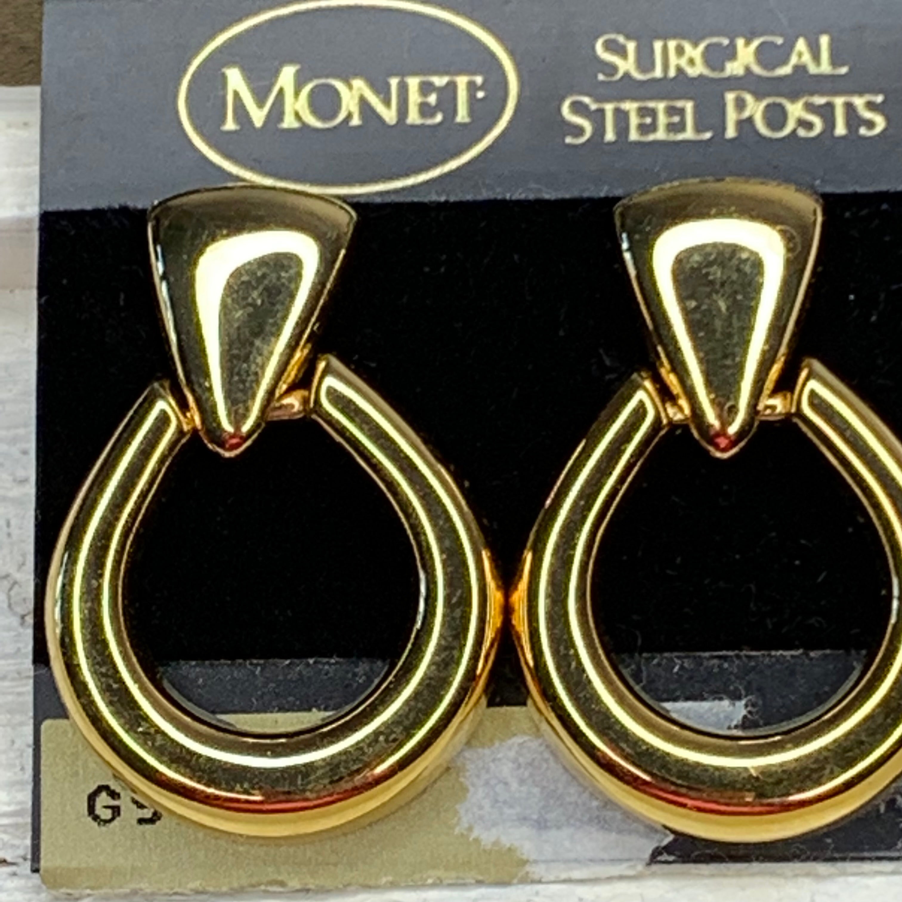 Vintage MONET gold hoops with rhinestones | Marked costume jewelry | V –  McDermott & Co.