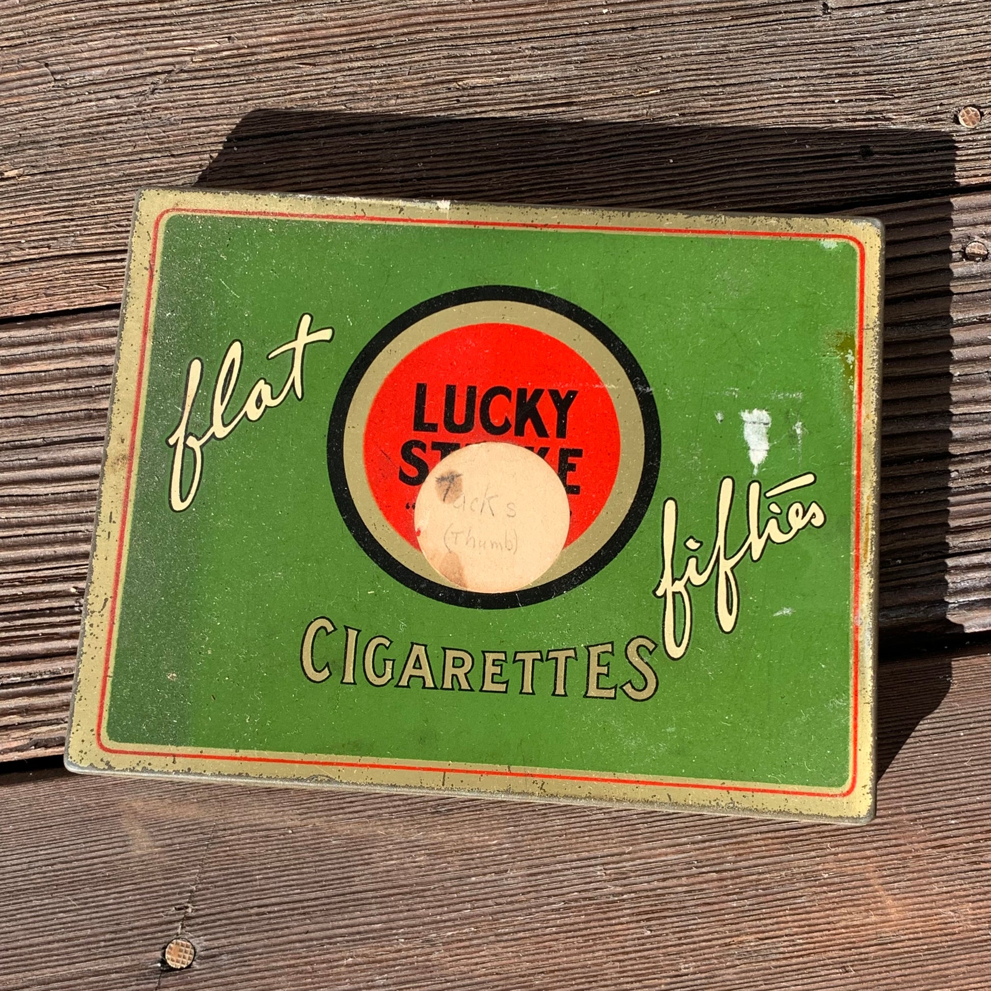 Vintage Lucky Strike Cigarette Tin Flat Fifties "It's Toasted" Tobacco Box