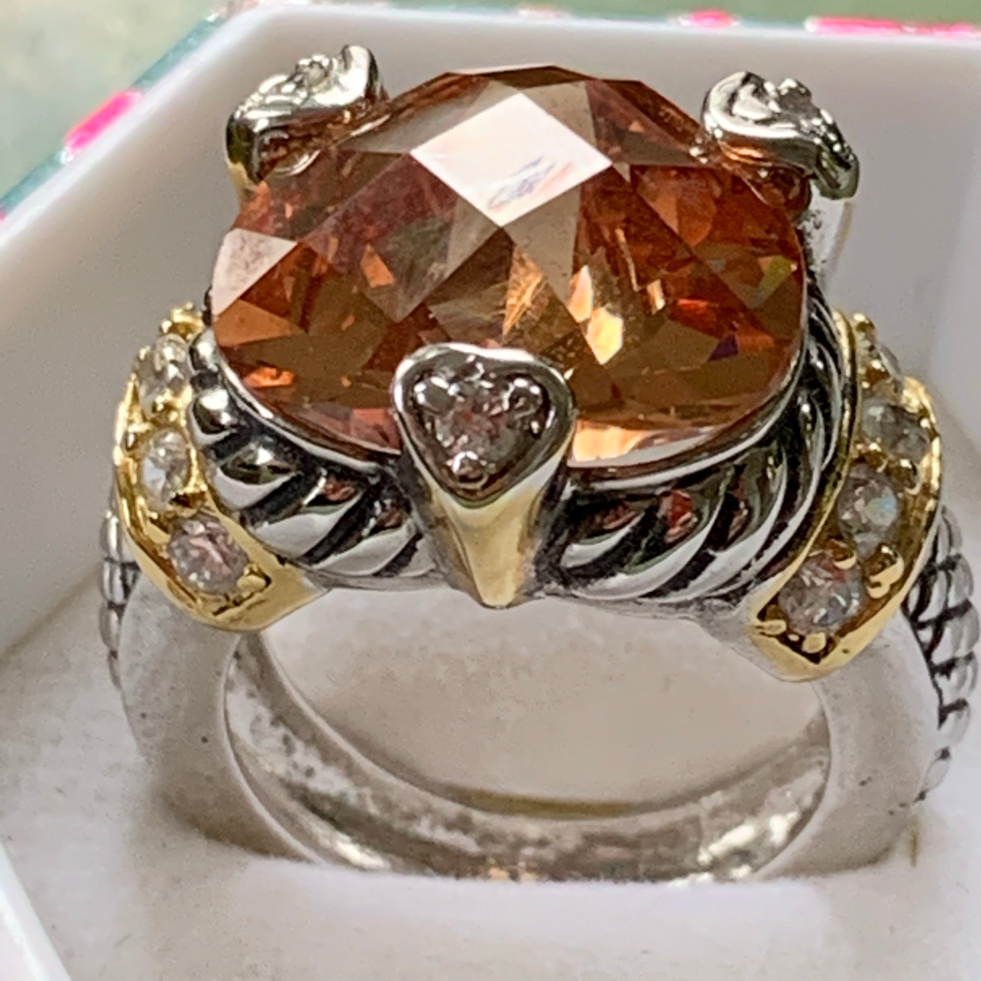 Sterling Silver Checkered Rhinestone Heat Ring Size 6-1/2 – Lady