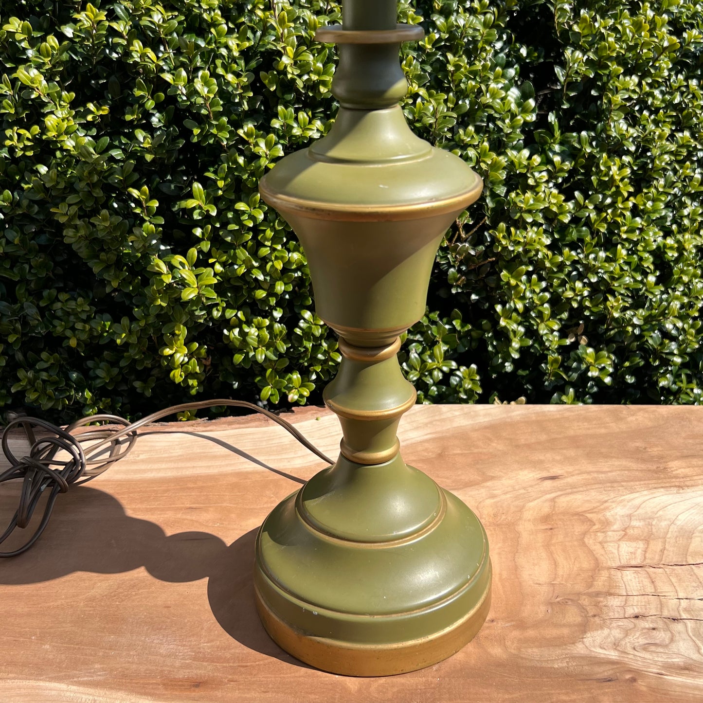 Vintage Green Metal Tole Torchiere Lamp