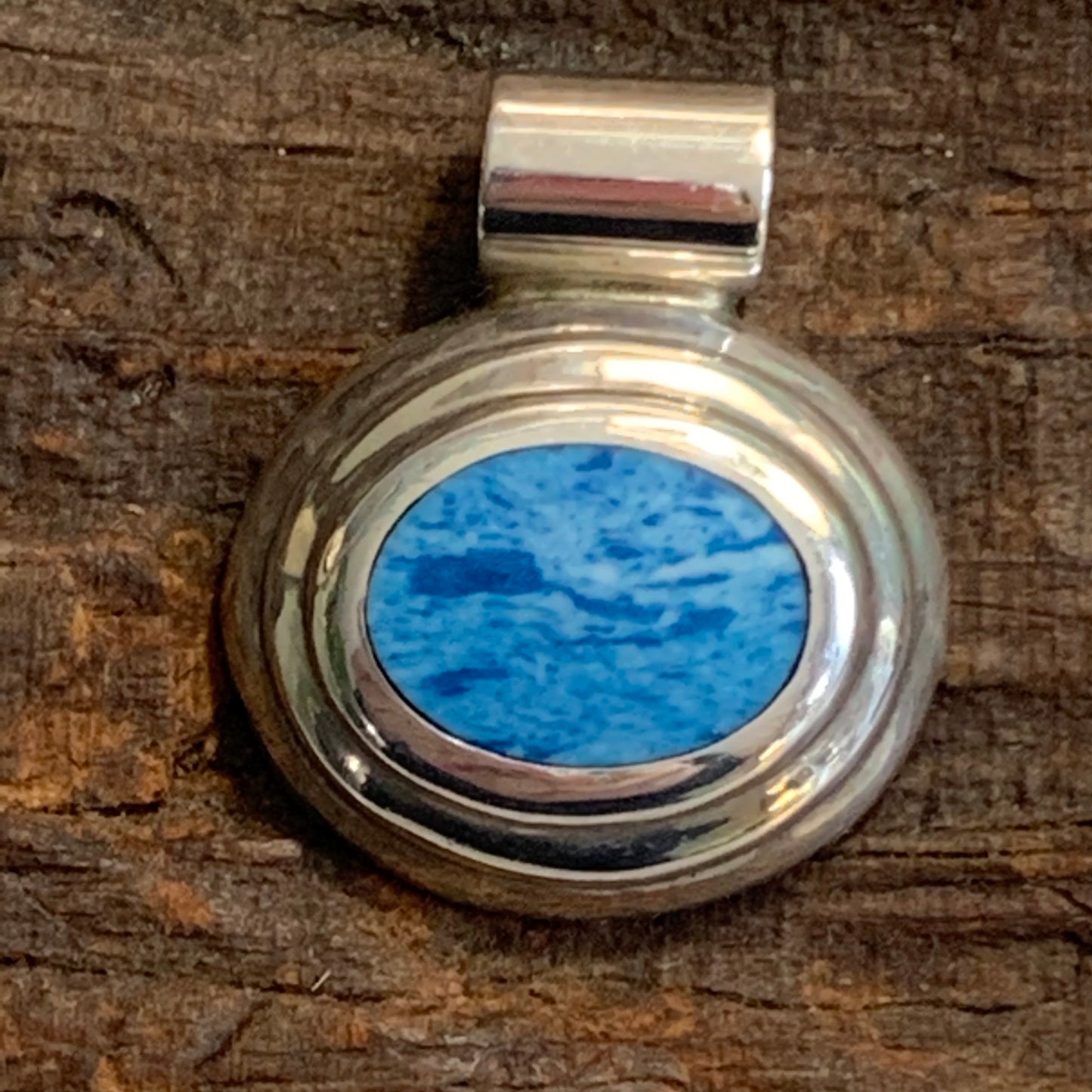 Vintage Mexican Sterling Silver Blue Quartz Pendant