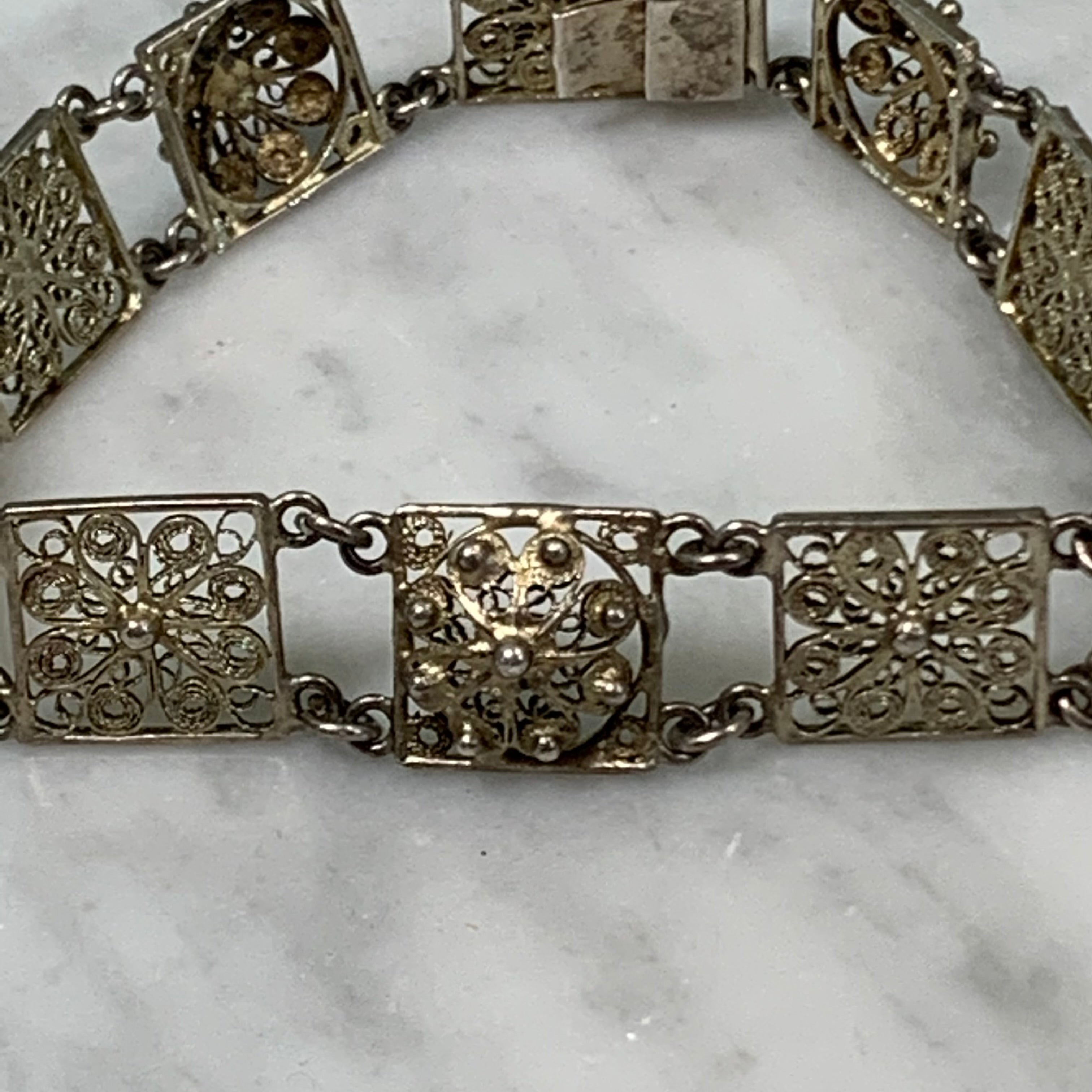 Vintage silver hot sale filigree bracelet