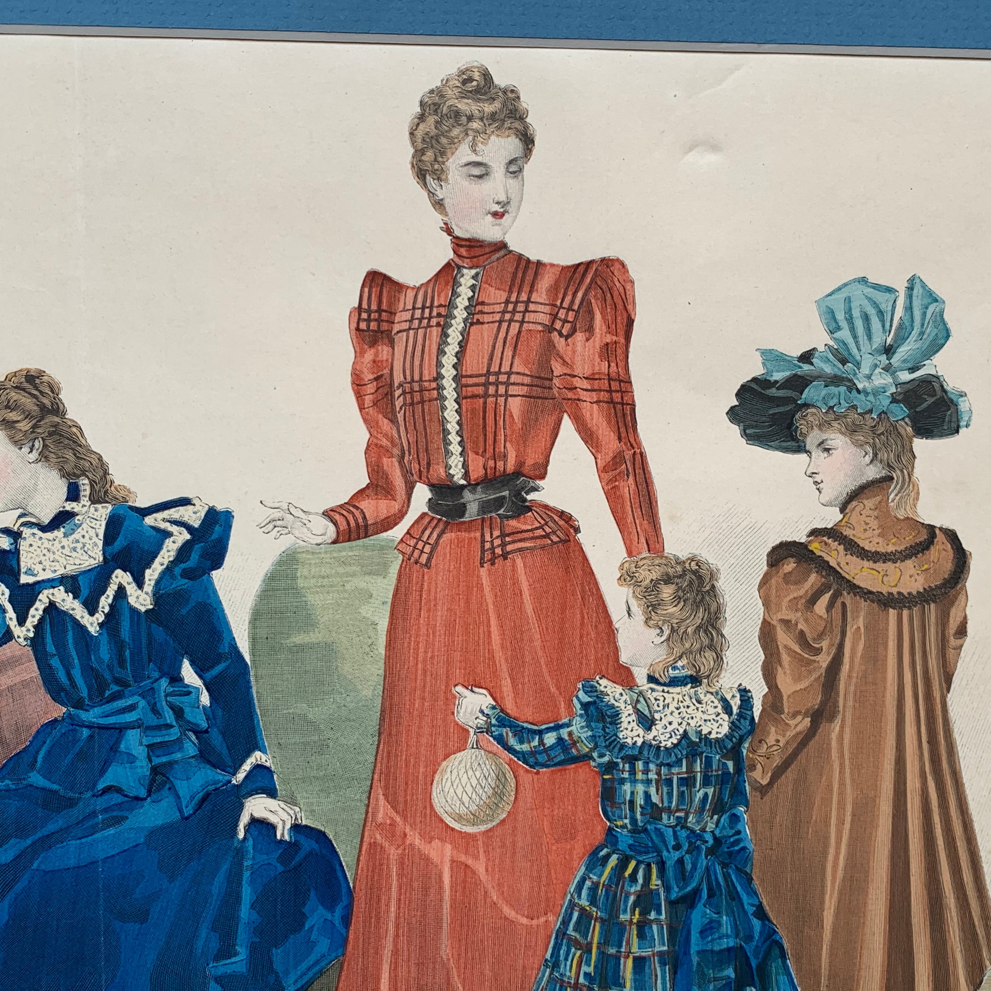 Antique 1897 La Mode Illustree French Fashion Plate Family