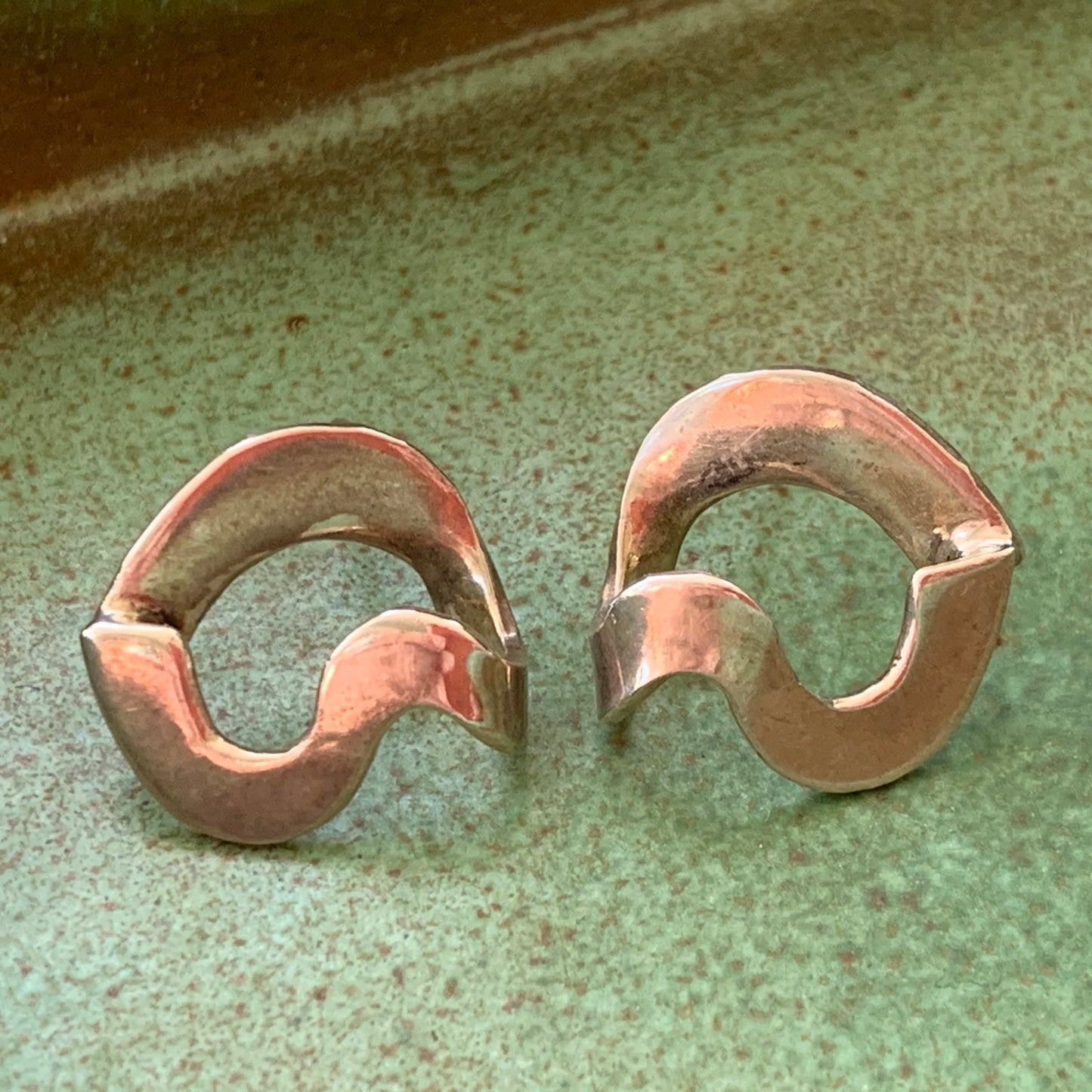 Vintage Mid Century Modern Sterling Silver Geometric Earrings - Lady Slippers