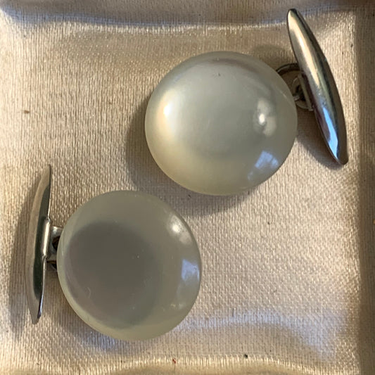 Vintage White Moon Glow Lucite Cuff Links