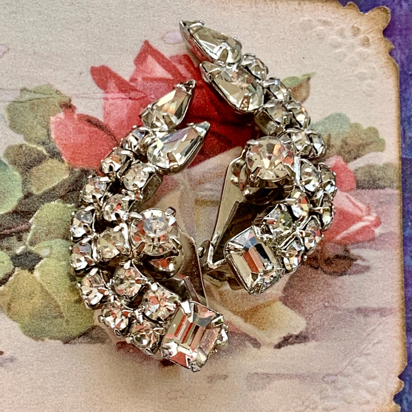 Vintage Sparkling Rhinestone Earrings - Lady Slippers