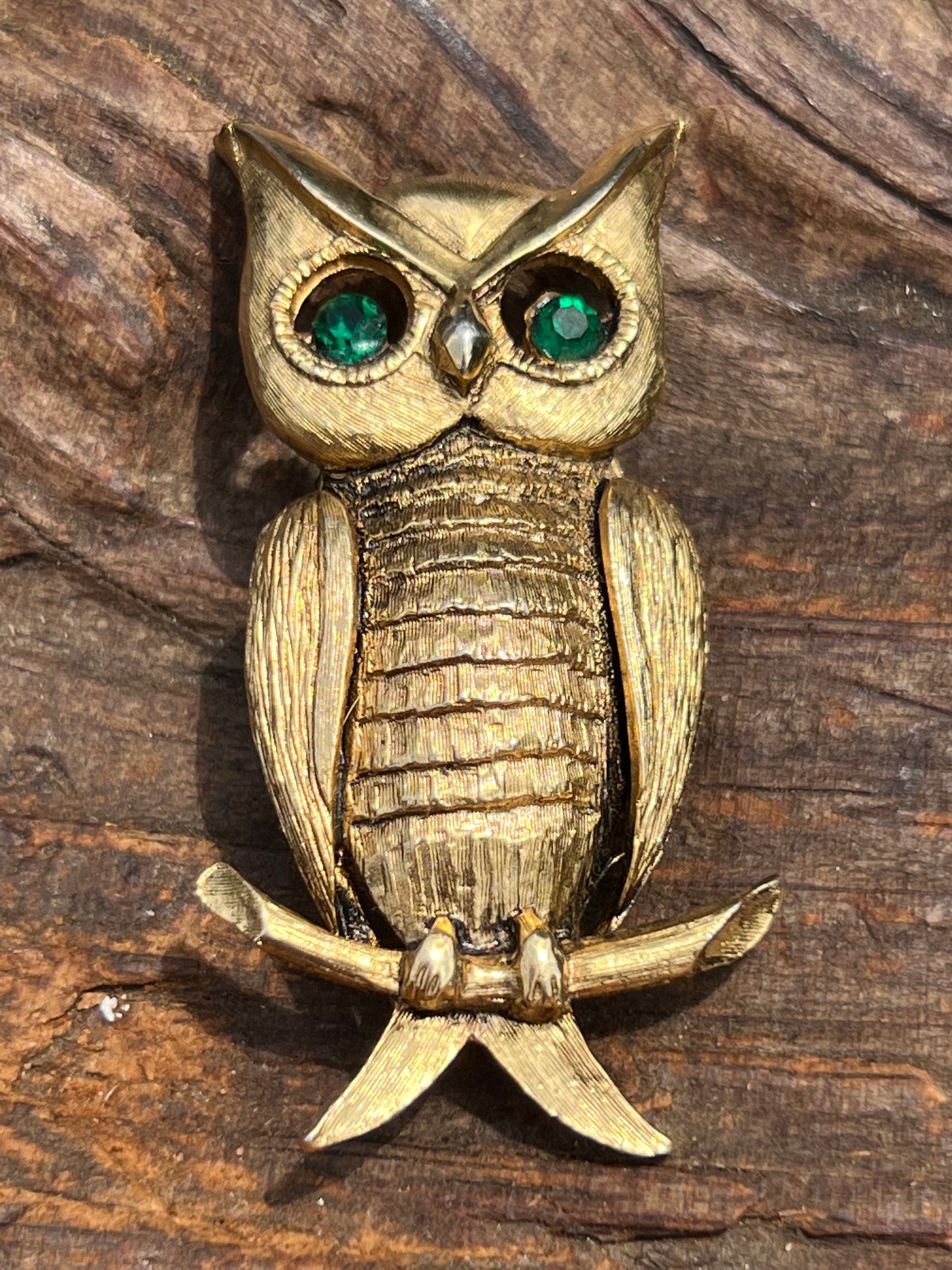 Vintage Pell Rhinestone Owl Pin