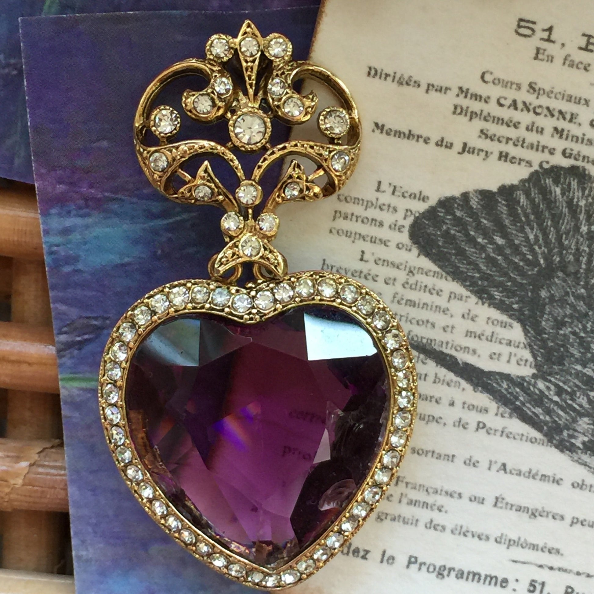 Vintage Regal Purple Rhinestone Pin - Lady Slippers