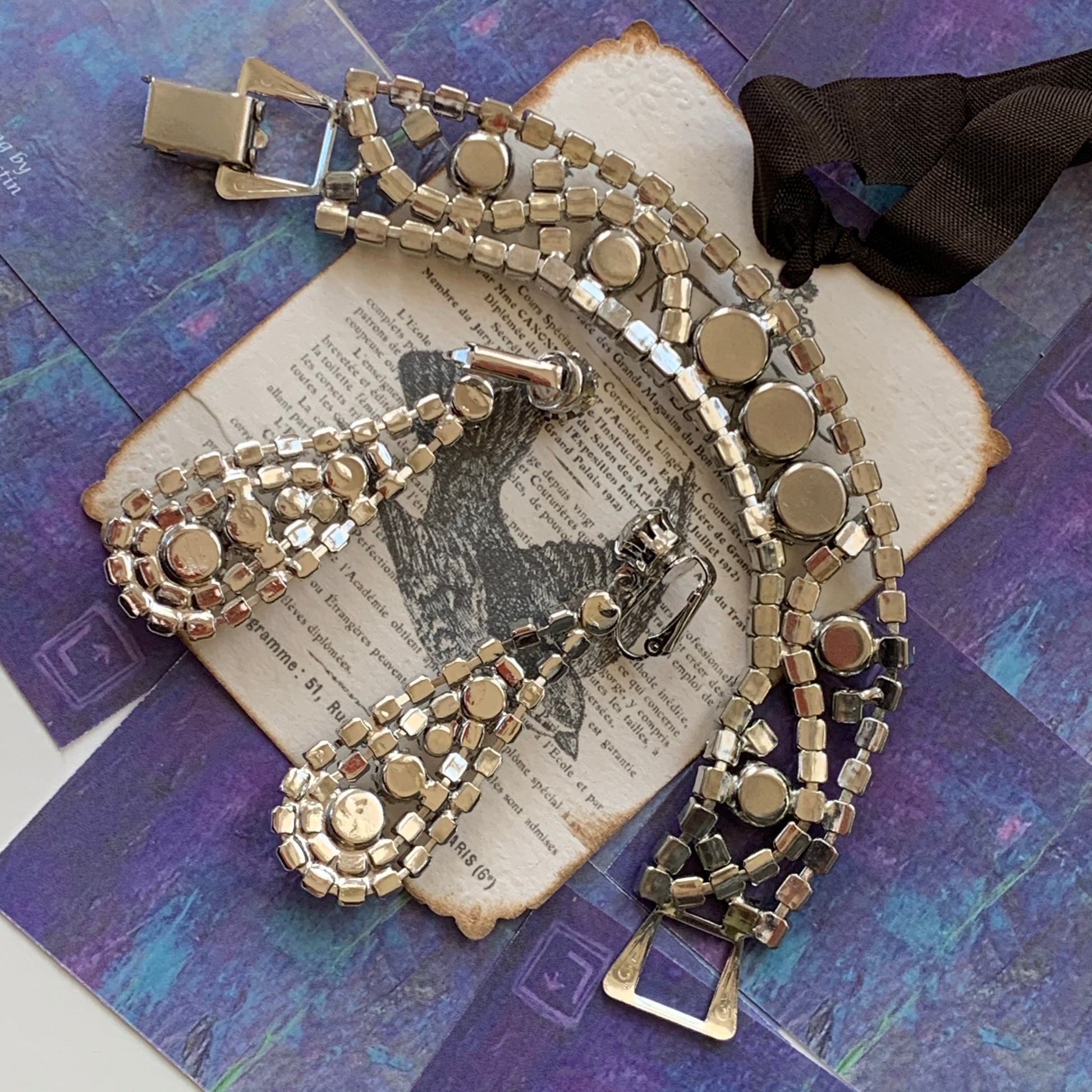 Vintage Rhinestone Bracelet & Earring Set back  view