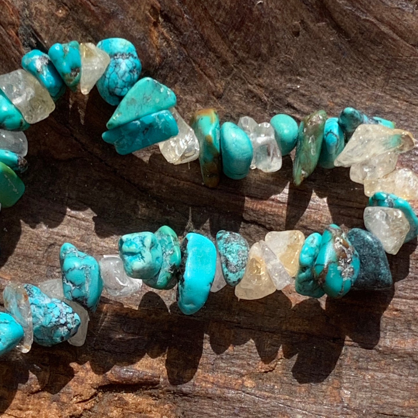 Vintage Turquoise and Quartz  Semi Precious Gemstone Chip Necklace