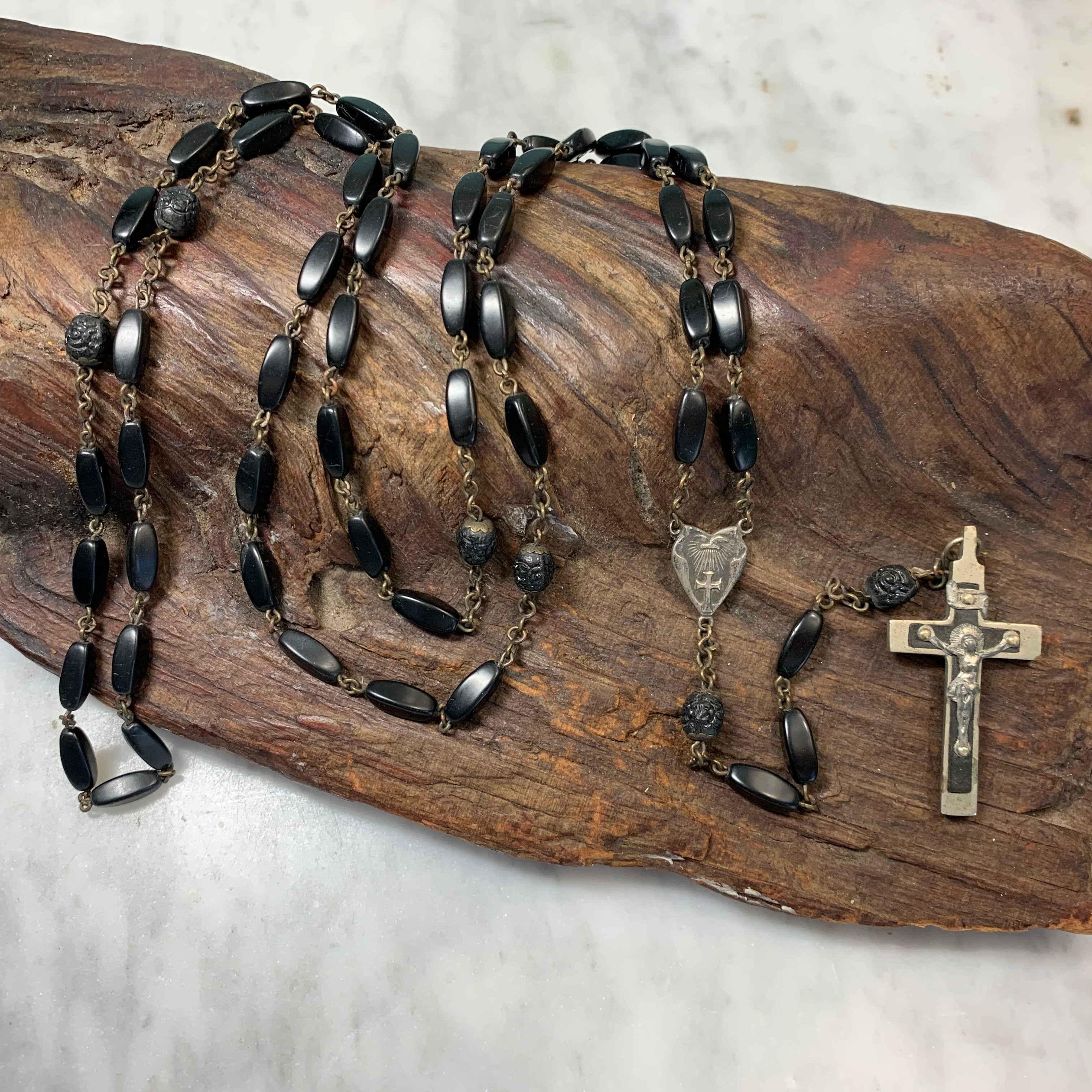 Vintage Made in France high quality Ebony Rosary