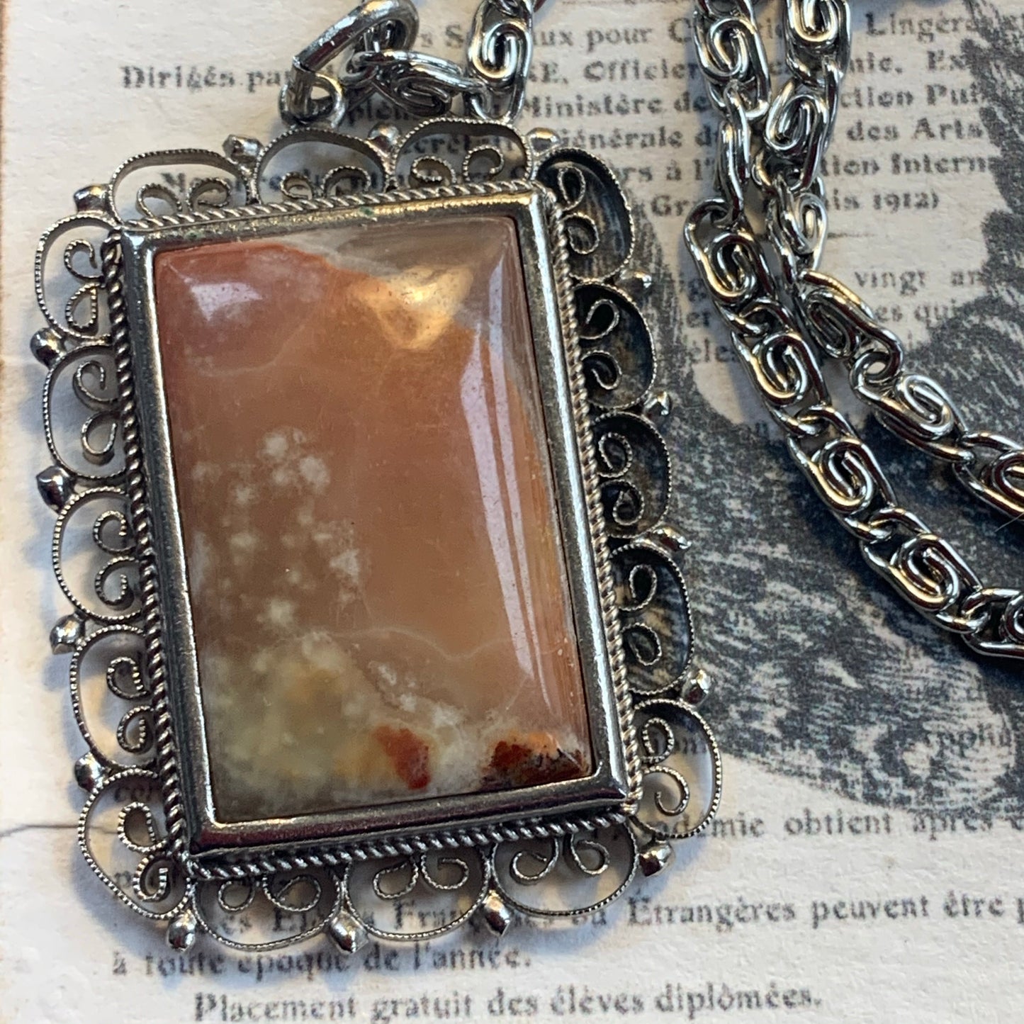 Uniquely Lady Slippers Italian Agate Pendant Necklace - Lady Slippers