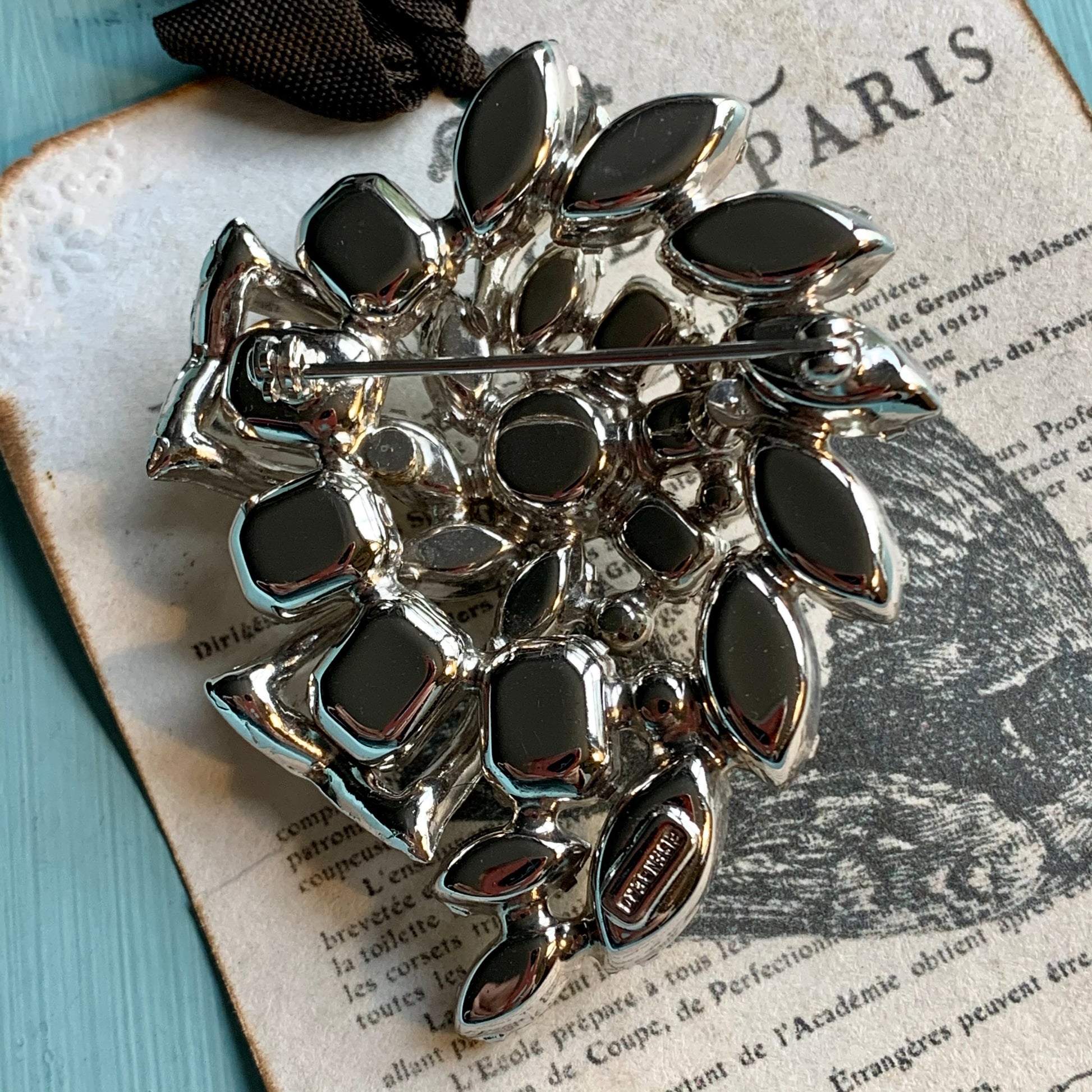 Vintage Eisenberg Stylized Floral Rhinestone Pin