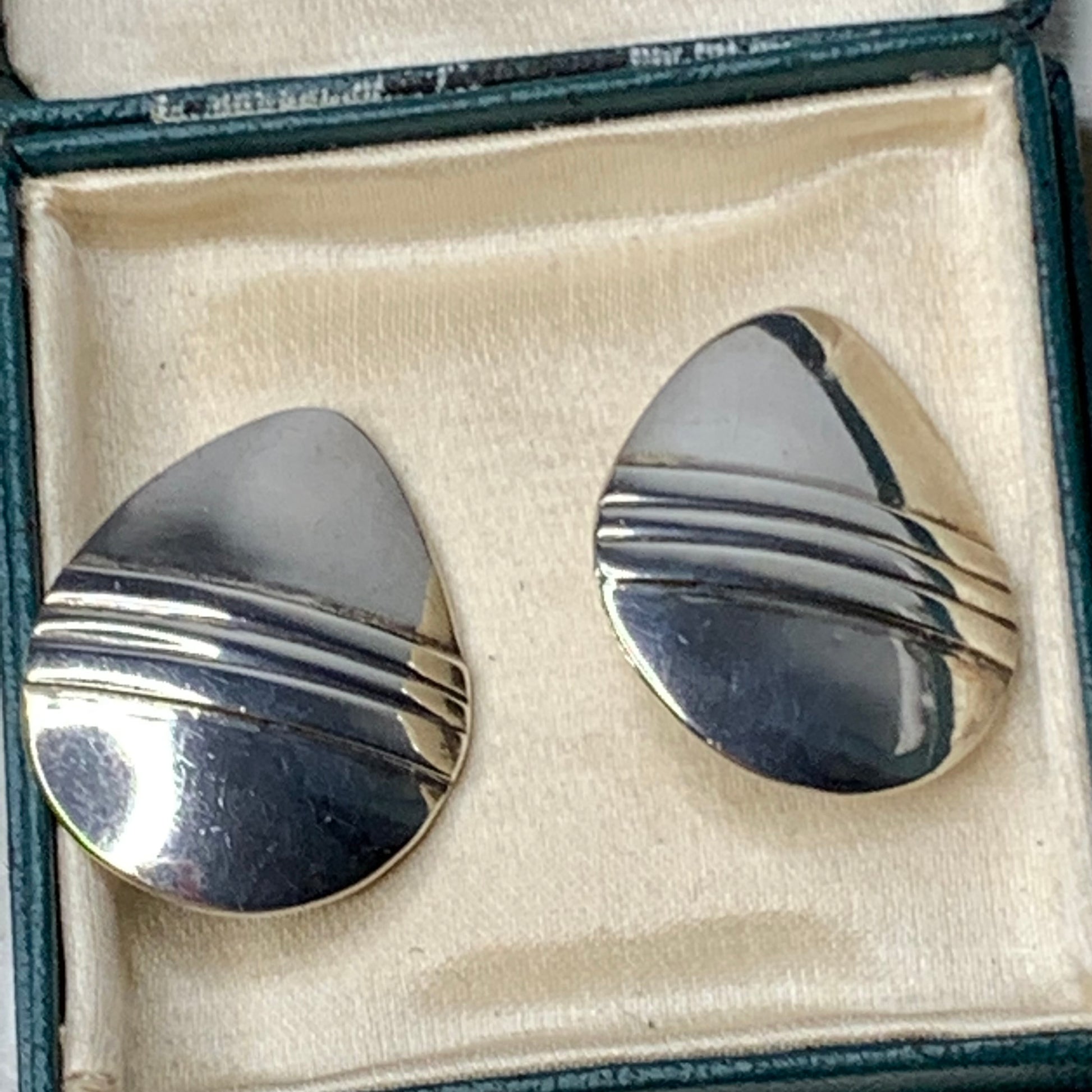 Vintage Sterling Silver Modern Tear Drop Earrings