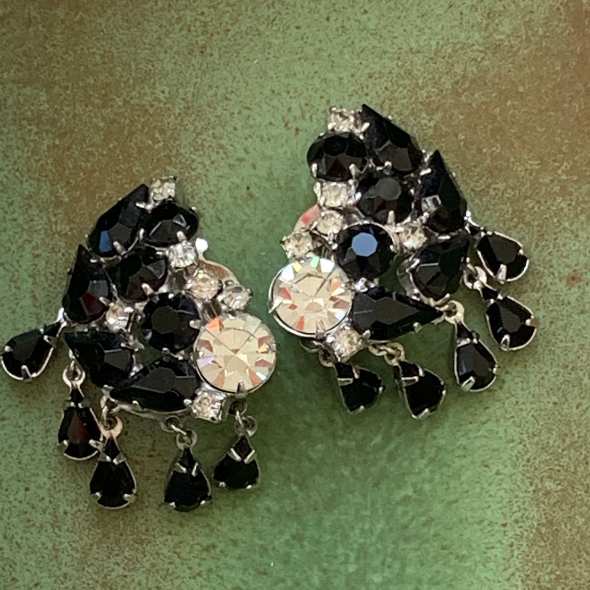 Vintage Warner Rhinestone Dangling Earrings - Lady Slippers