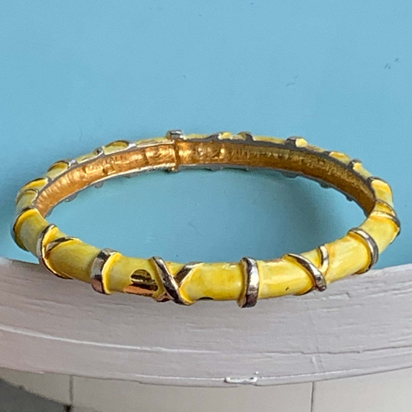 Vintage Zantall Yellow Enamel Bangle Bracelet