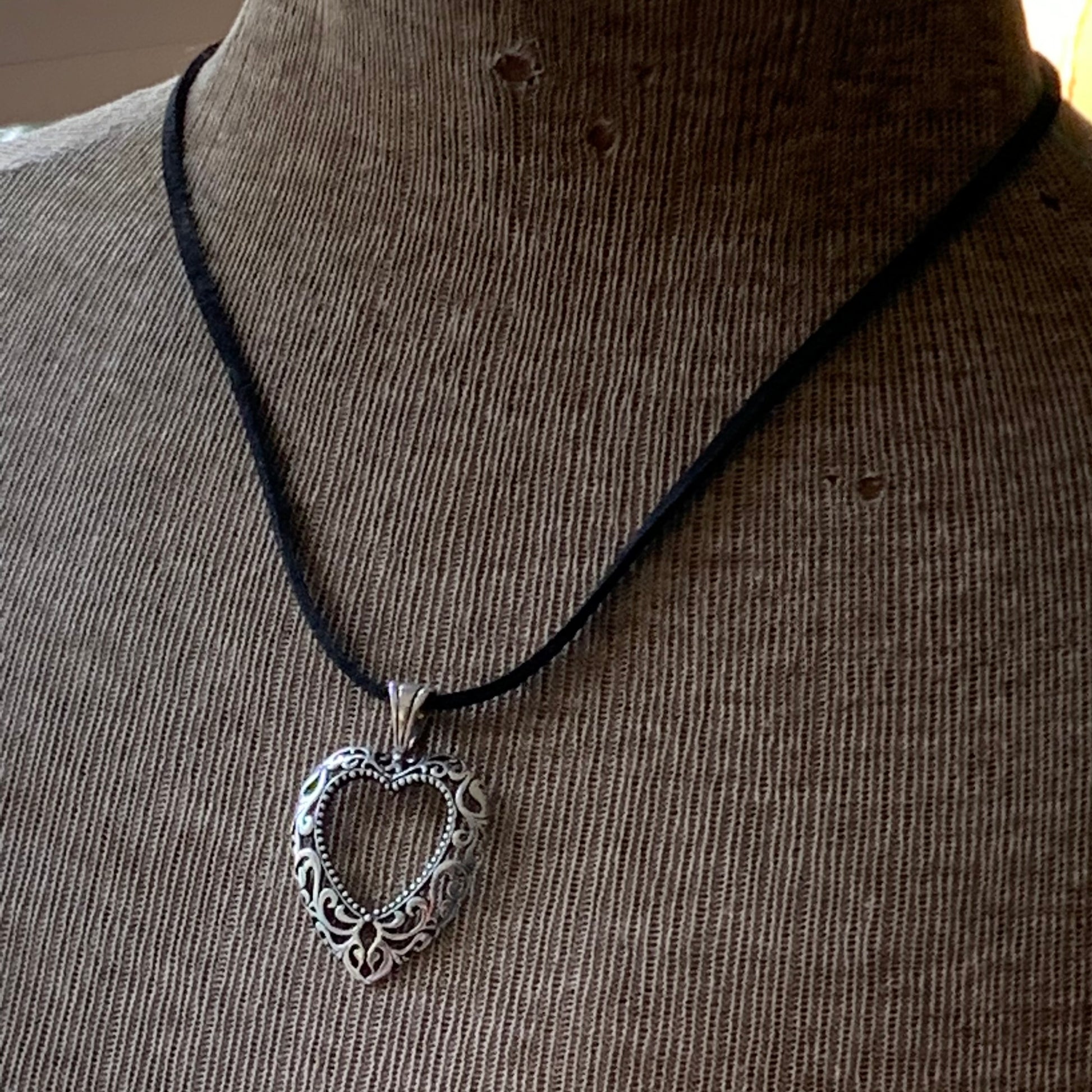 Vintage Sterling Silver Heart Pendant Necklace