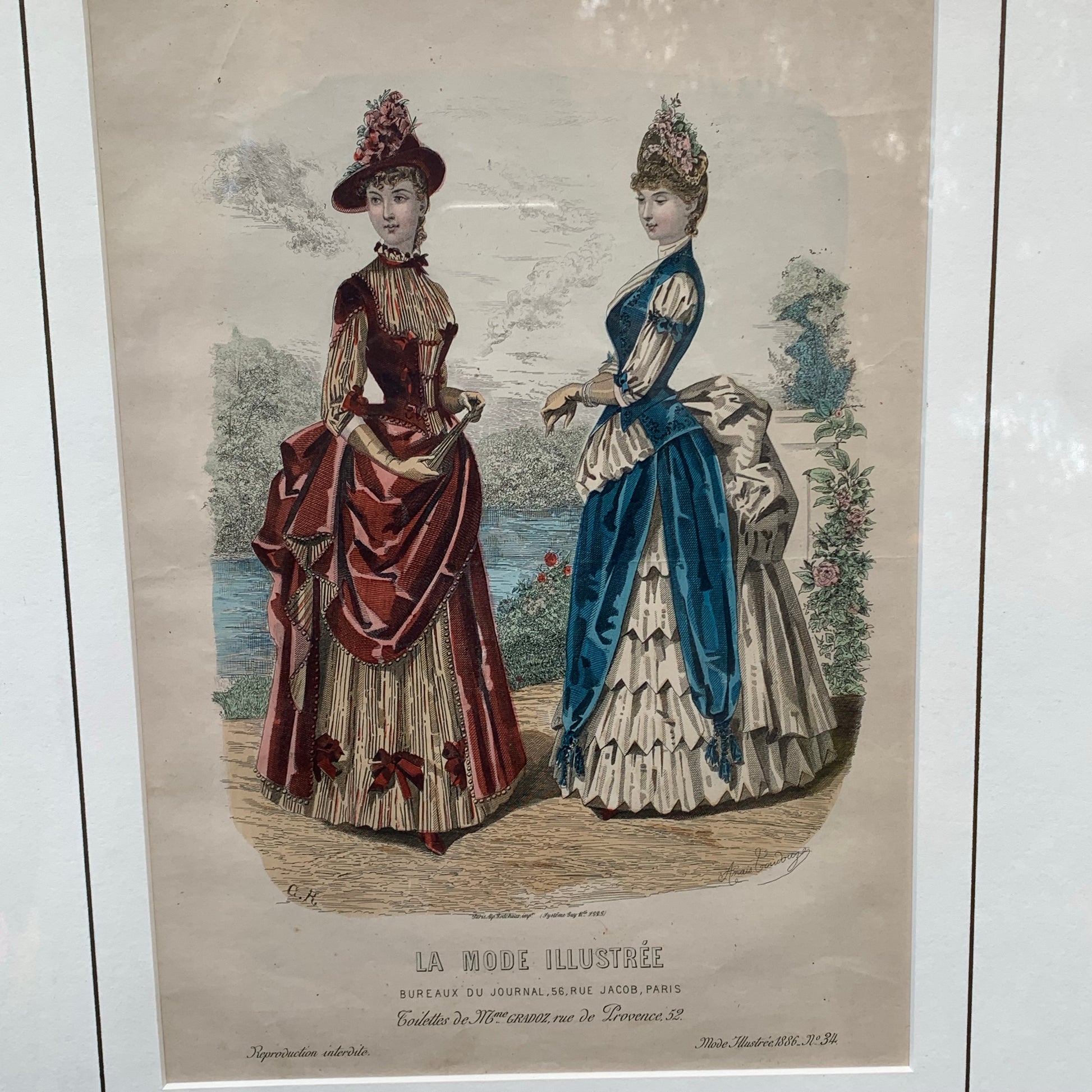 Antique 1886 La Mode Illustree French Fashion Print