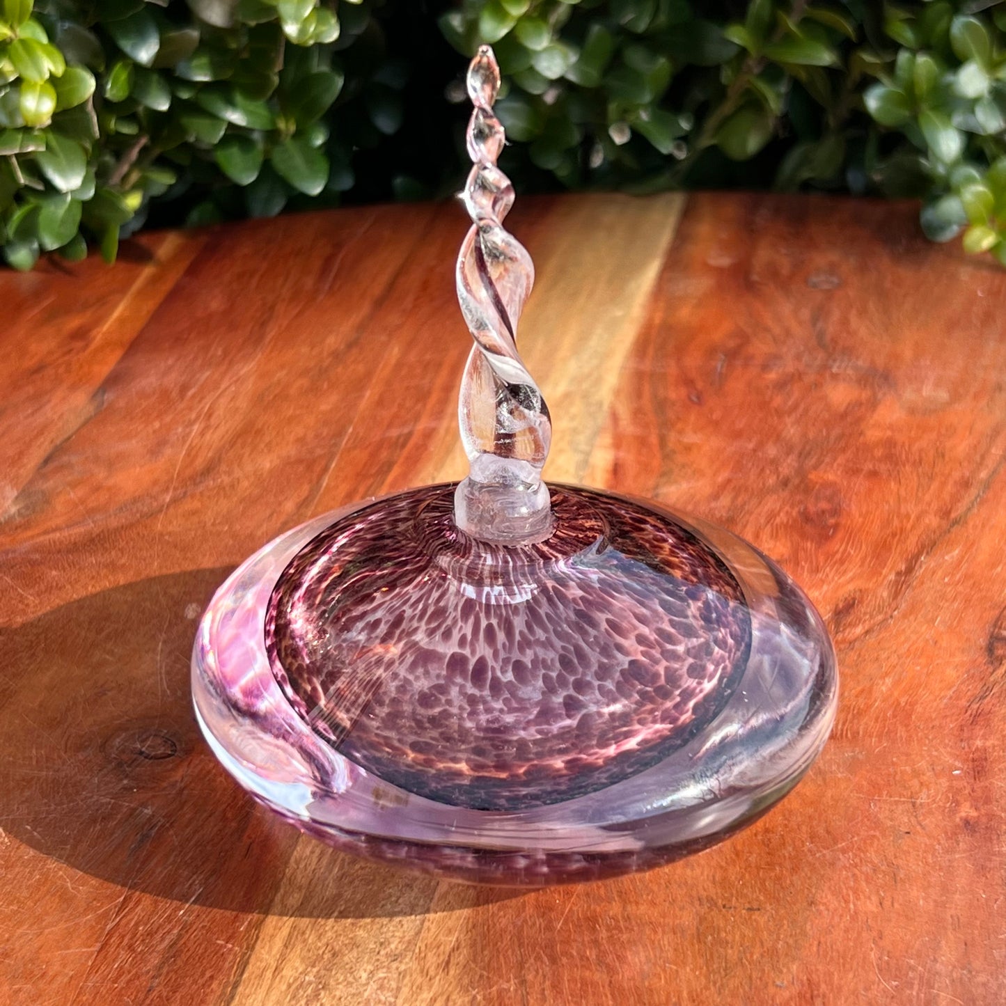 Purple and Clear Glass Perfume Bottle Swirl Stopper