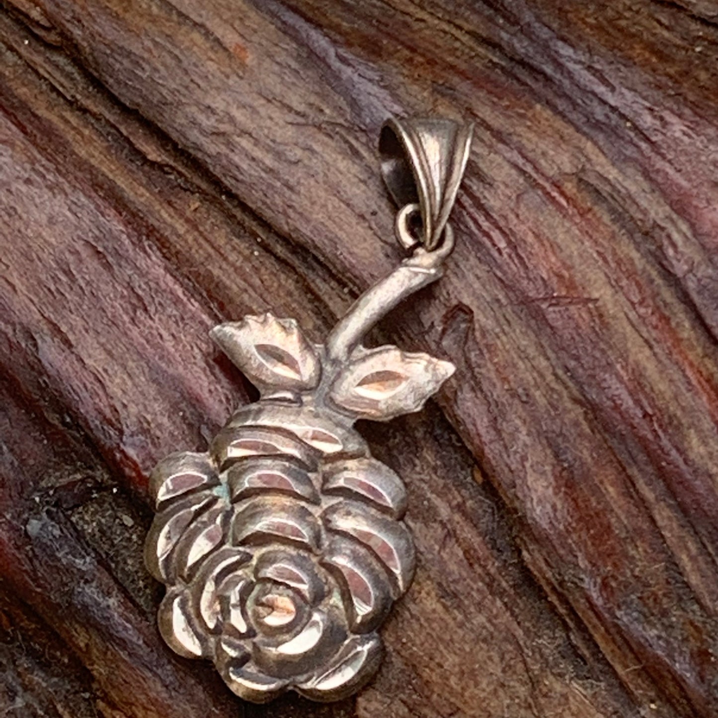 Vintage '80s Sterling Silver Rose Pendant