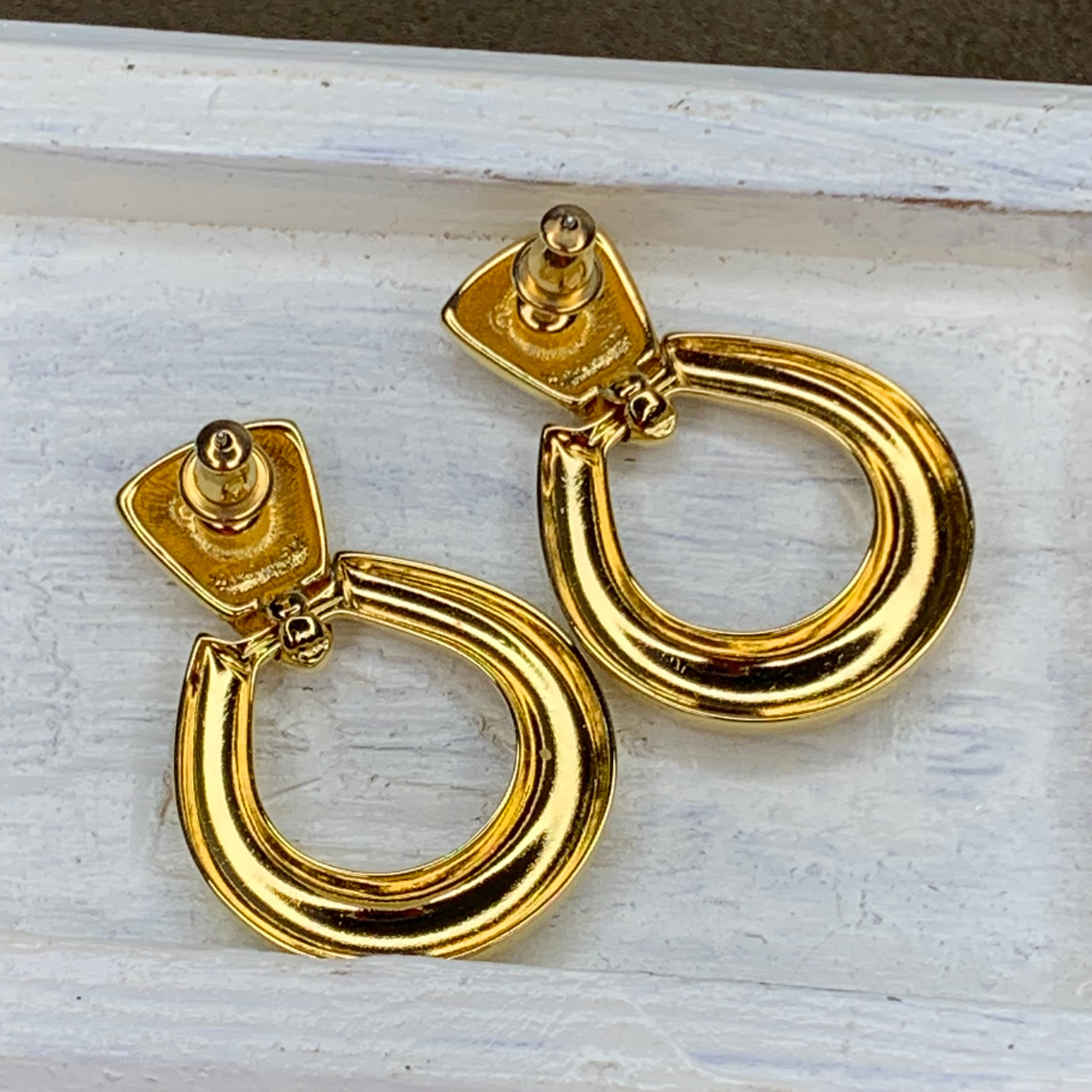 Gold Monet Chandelier Earrings, Vintage 70s