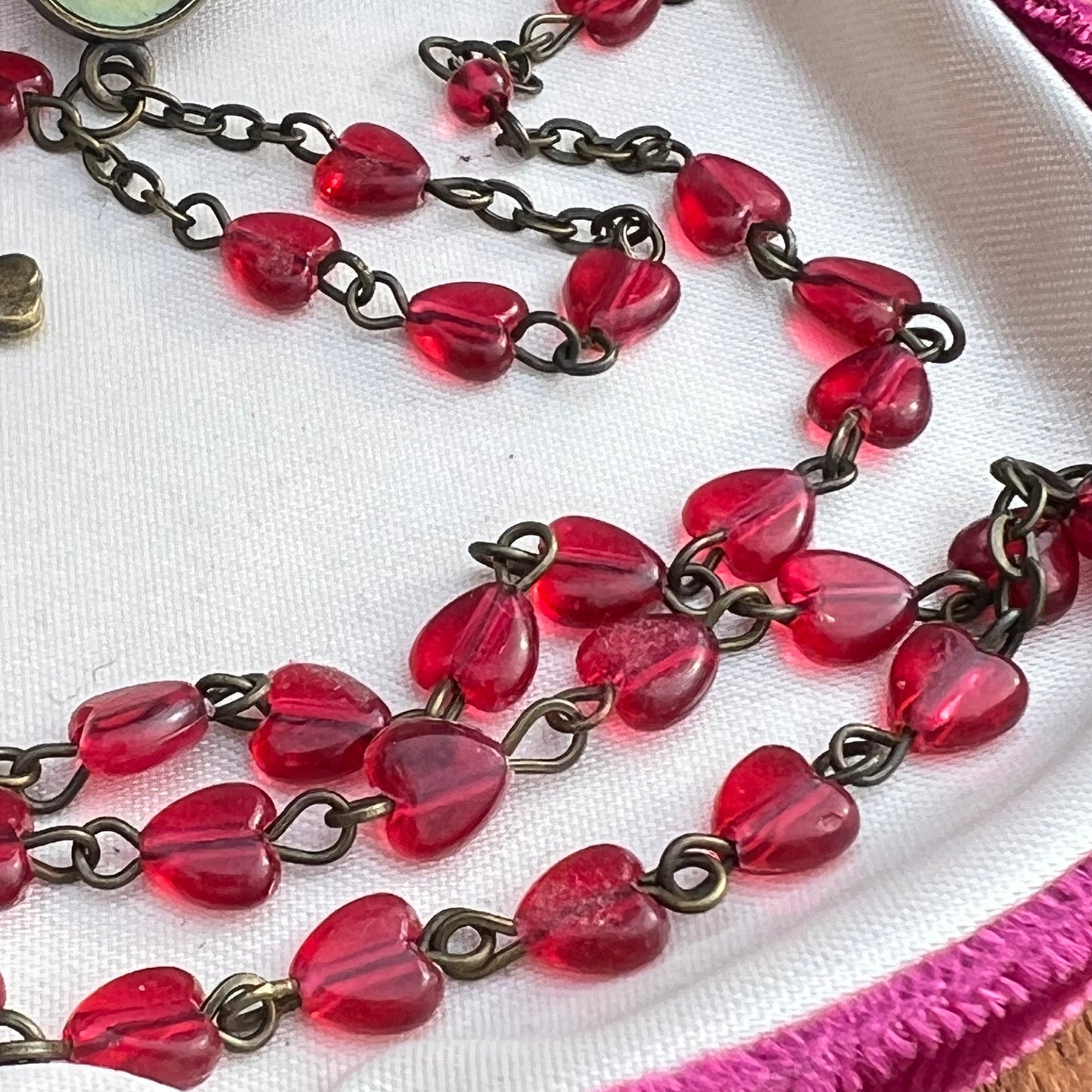 Vintage Precious Blood Plastic Heart Rosary