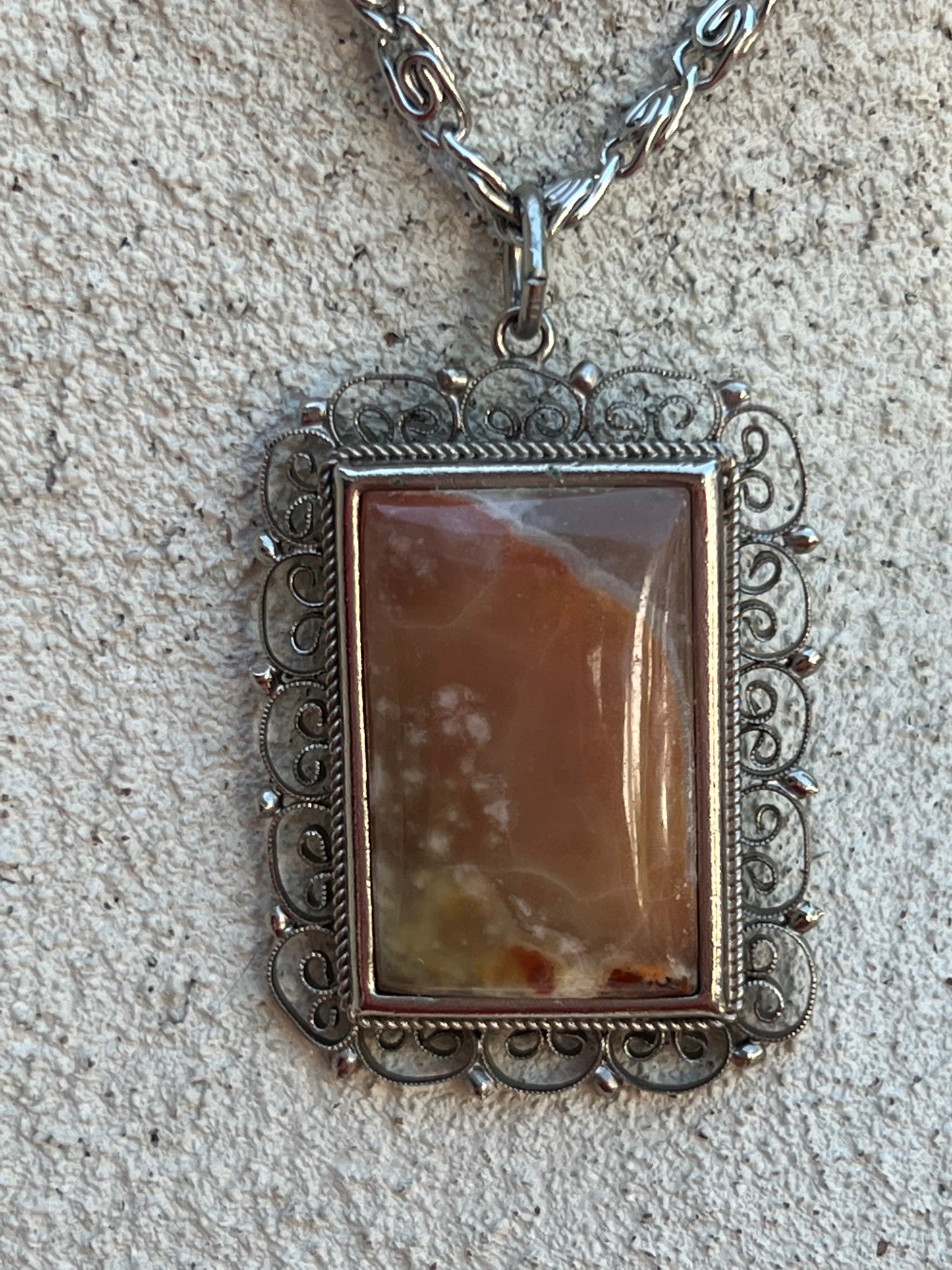 Uniquely Lady Slippers Italian Agate Pendant Necklace