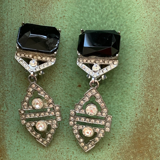 Art Deco Rhinestone Earrings - Lady Slippers