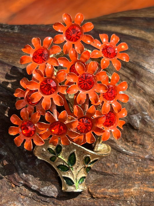 Vintage Enamel Flower Pin