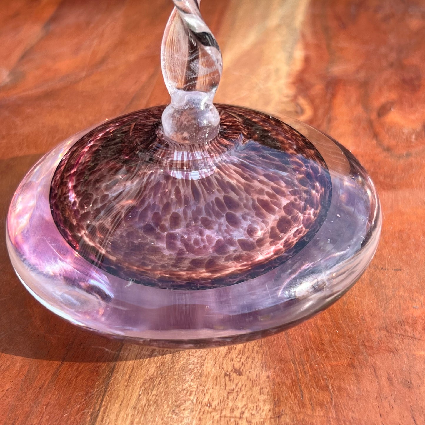 Purple and Clear Glass Perfume Bottle Swirl Stopper