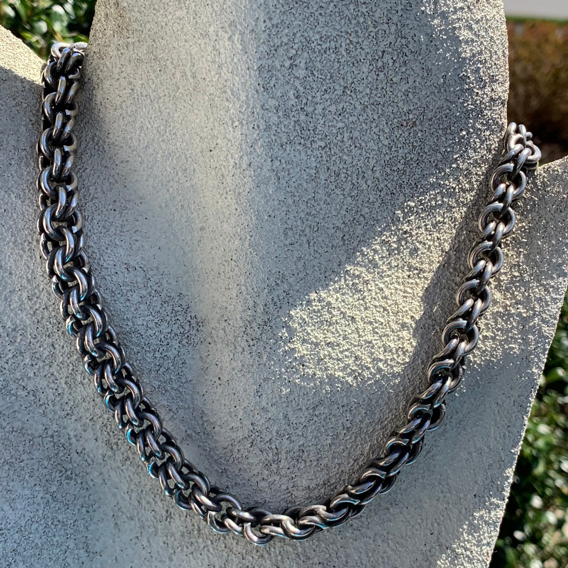 Vintage Hefty Sterling Silver Chain Necklace