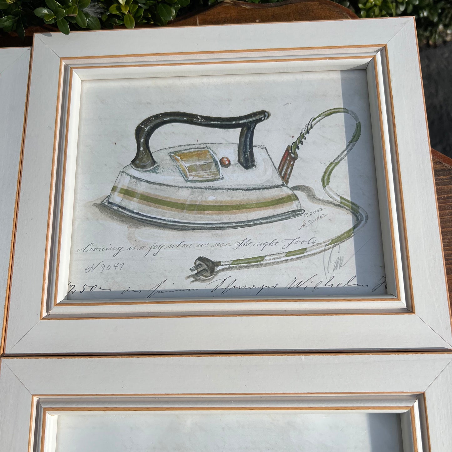 4 Piece Collection Spicher & Co Laundry Framed Watercolor Prints under Glass